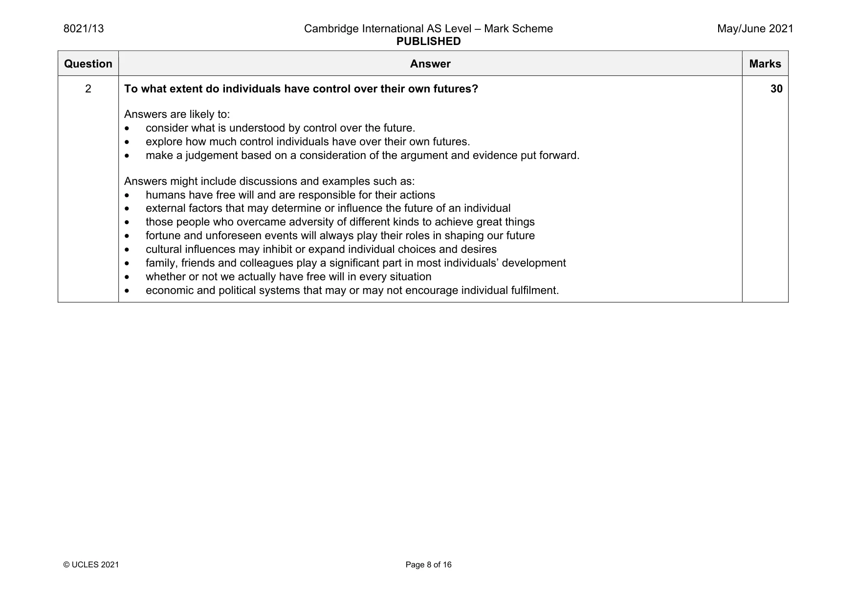 Mark scheme, page 8 of 16