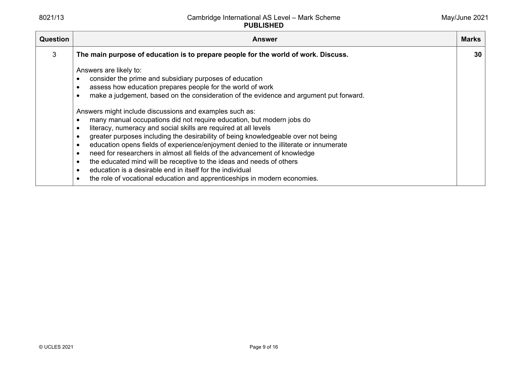 Mark scheme, page 9 of 16