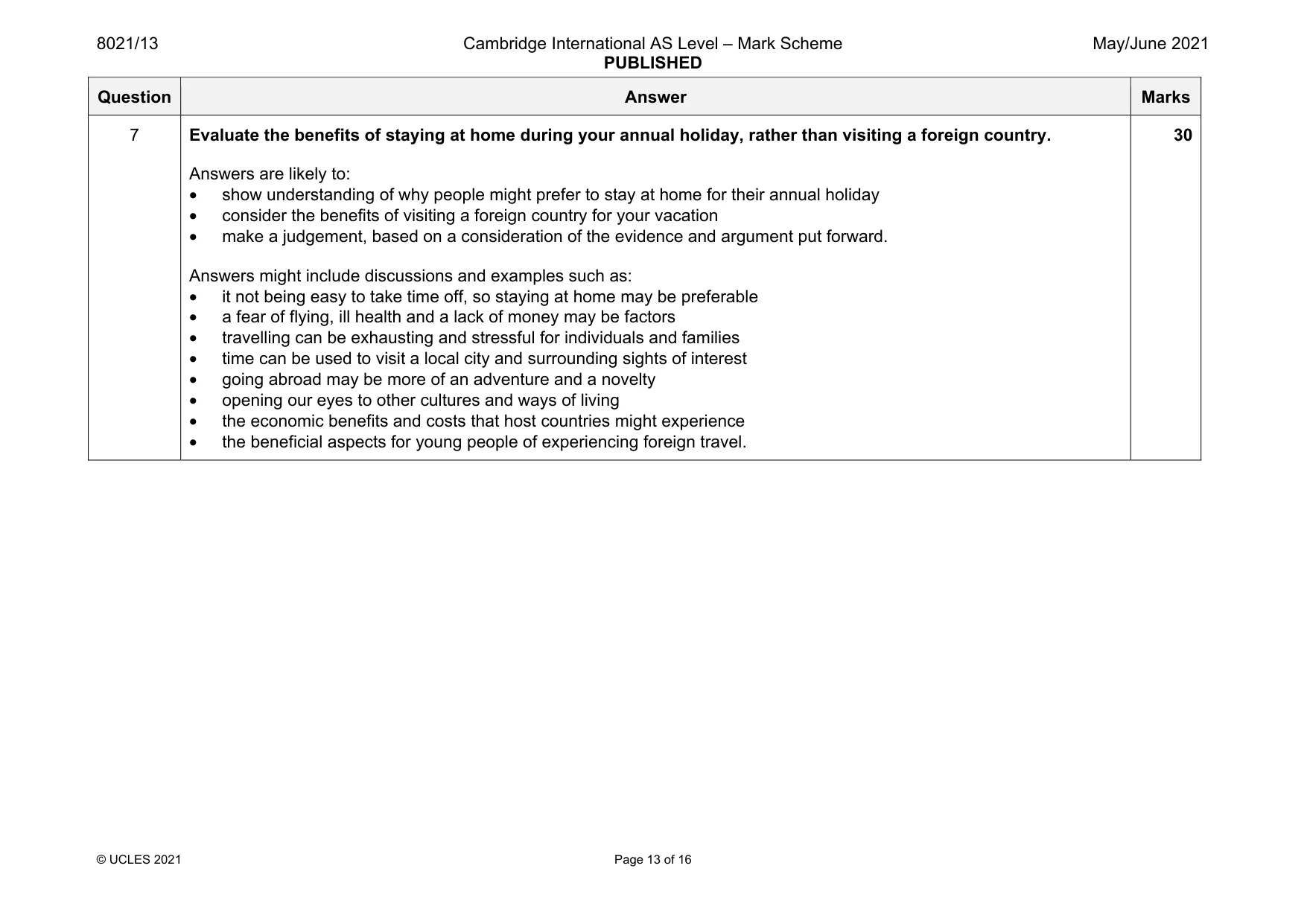 Mark scheme, page 13 of 16