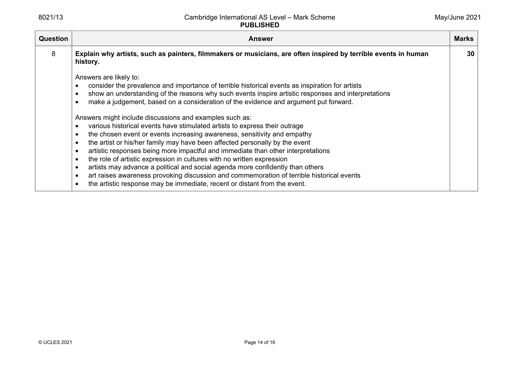 Mark scheme, page 14 of 16