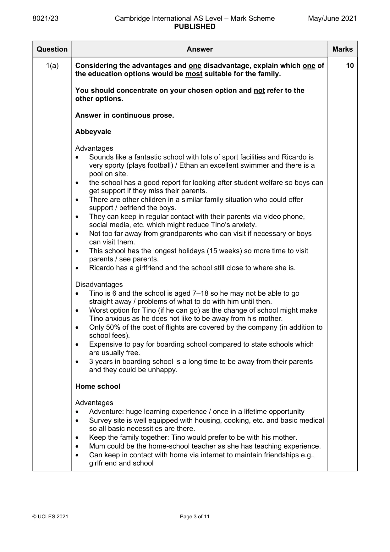 Mark scheme, page 3 of 11
