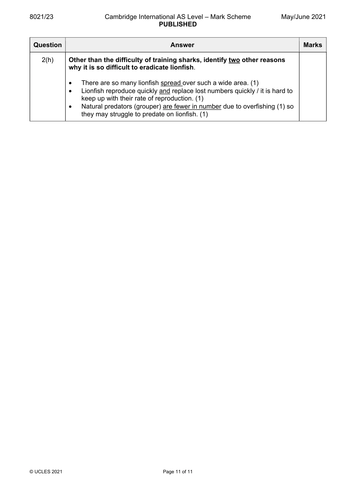 Mark scheme, page 11 of 11