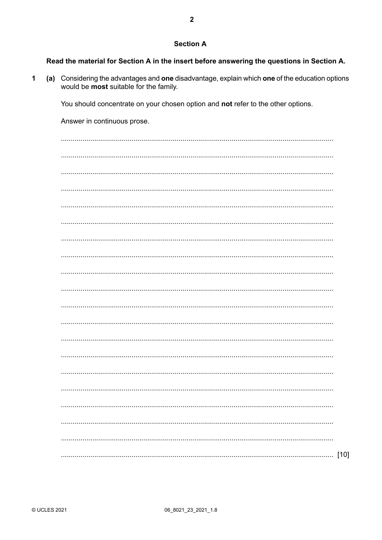 Cambridge A Level English General Paper 8021 2021 May/June Paper 2 · Variant 3 question paper, page 2 of 8