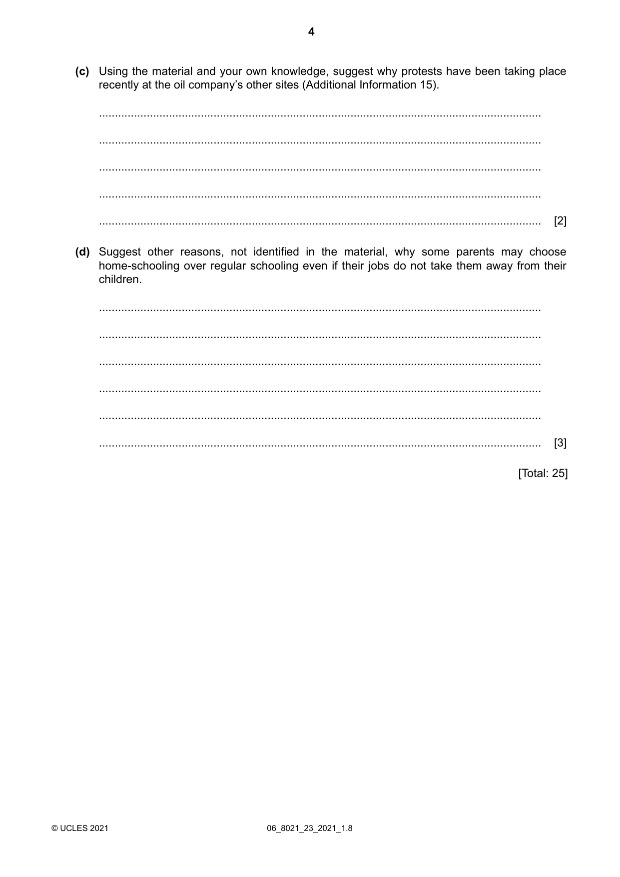Cambridge A Level English General Paper 8021 2021 May/June Paper 2 · Variant 3 question paper, page 4 of 8