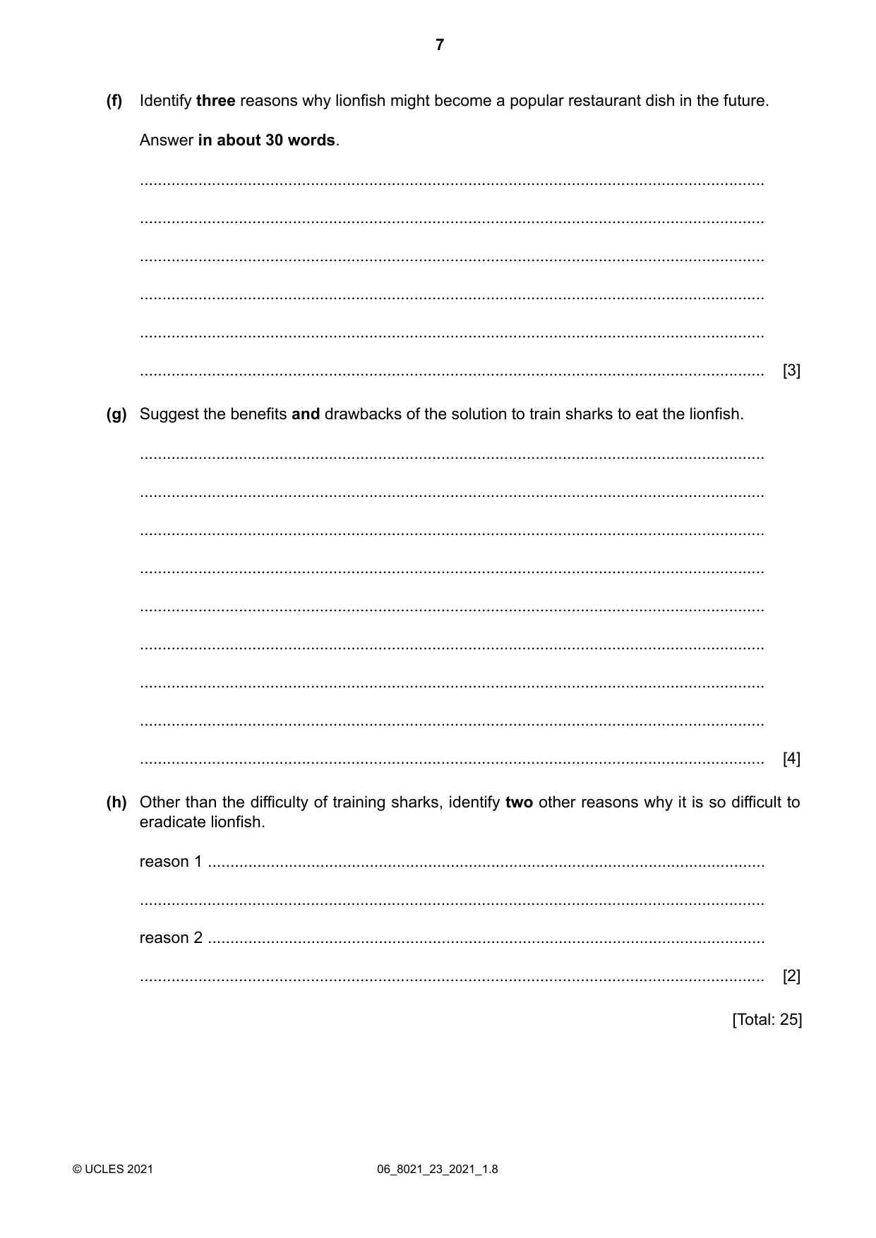 Cambridge A Level English General Paper 8021 2021 May/June Paper 2 · Variant 3 question paper, page 7 of 8