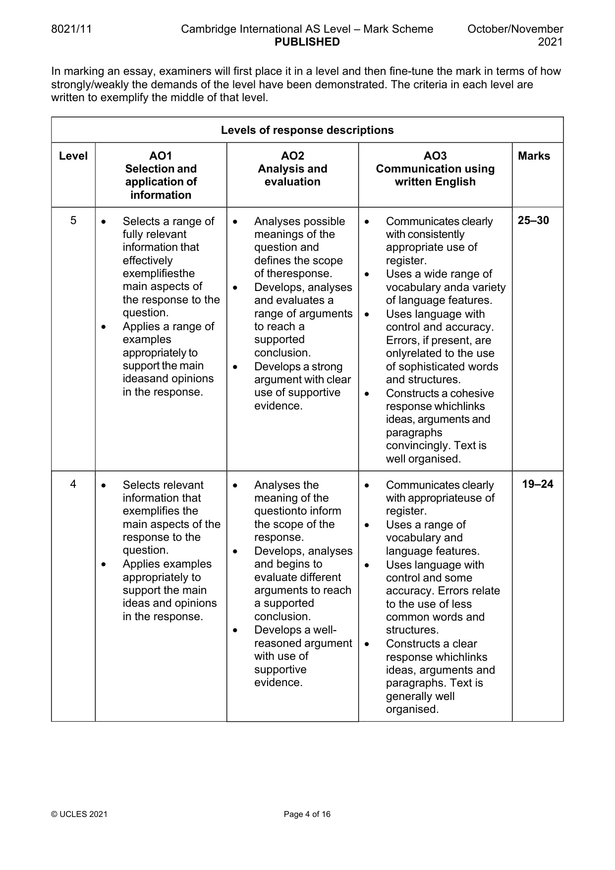 Mark scheme, page 4 of 16