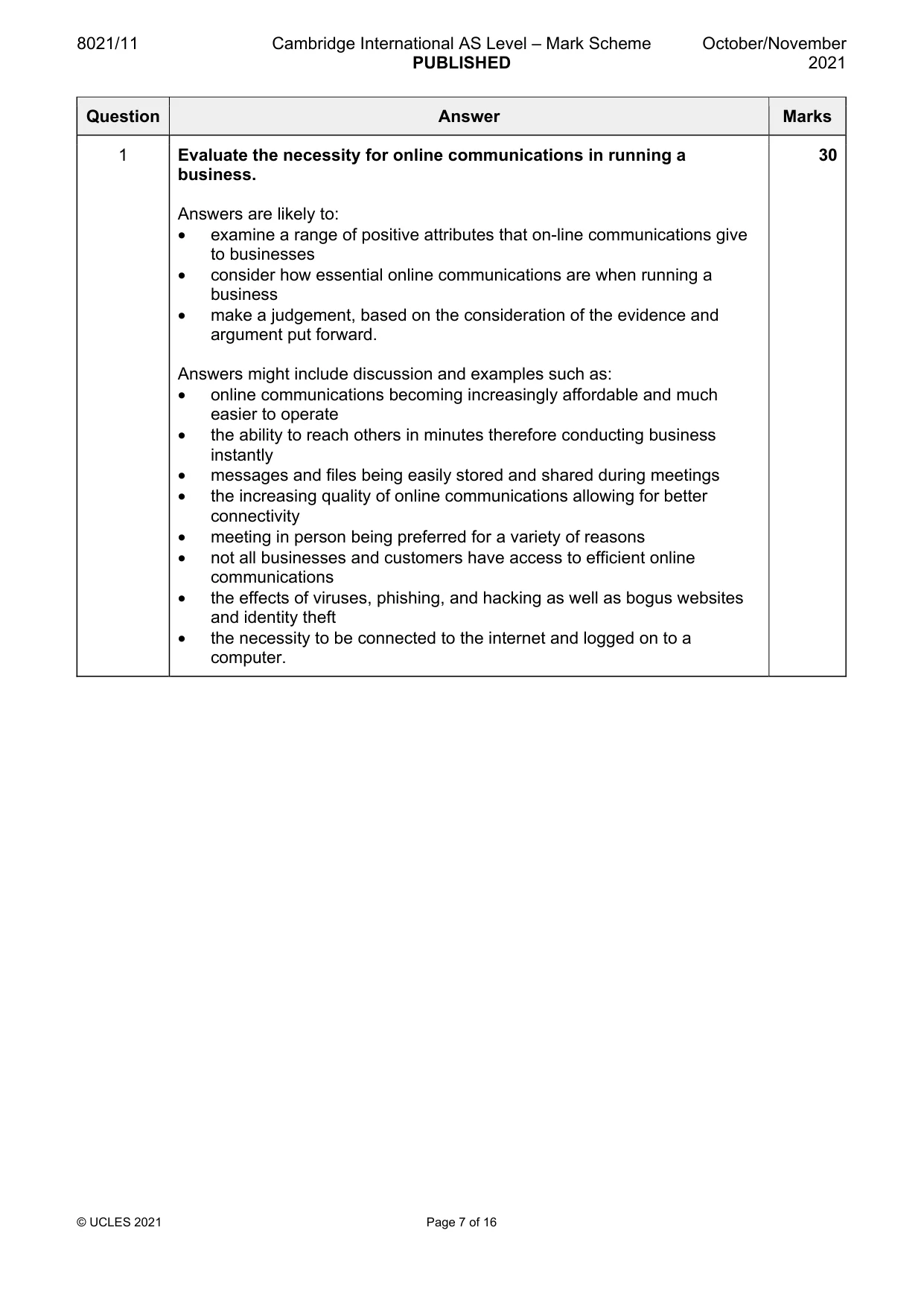 Mark scheme, page 7 of 16