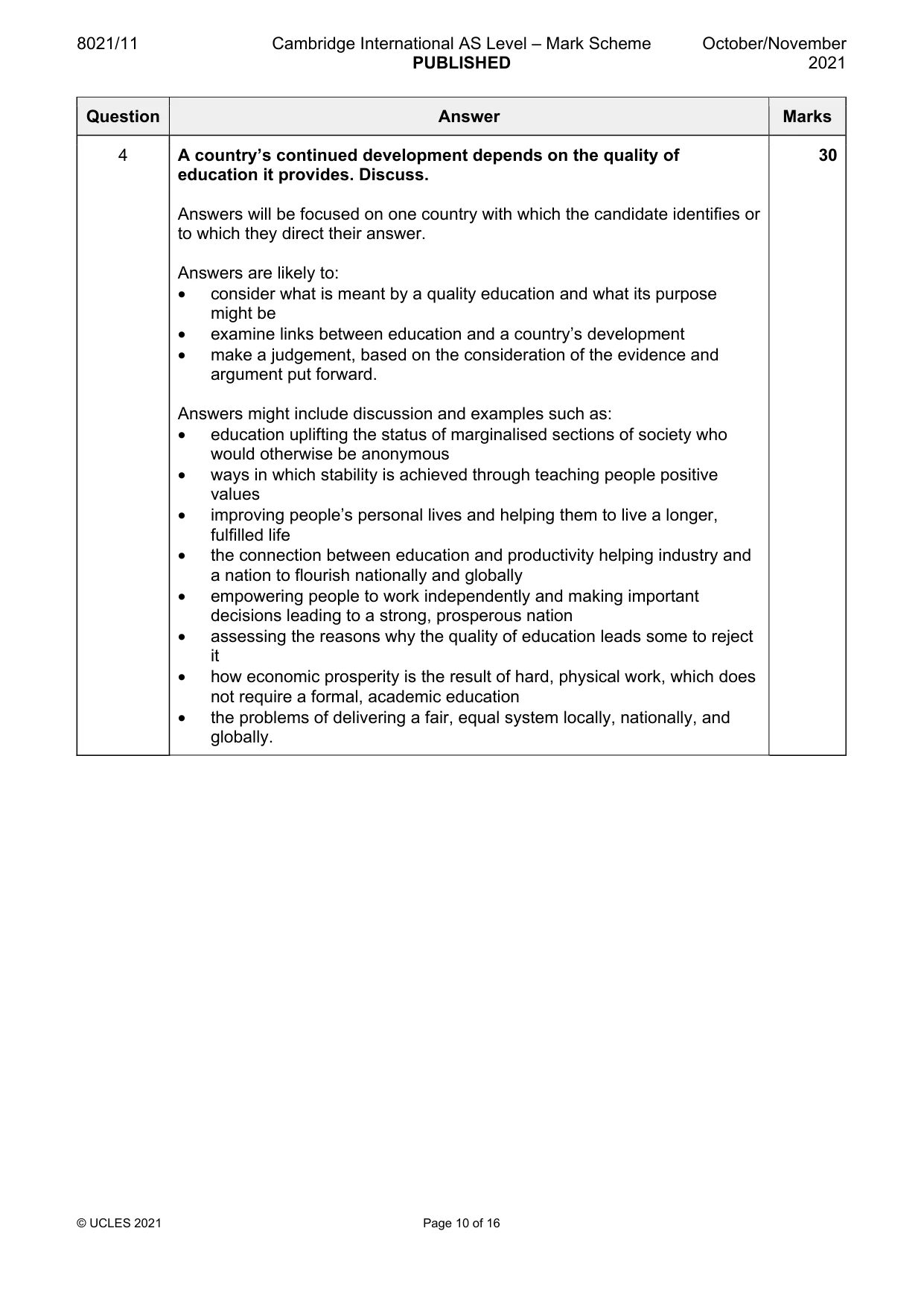 Mark scheme, page 10 of 16