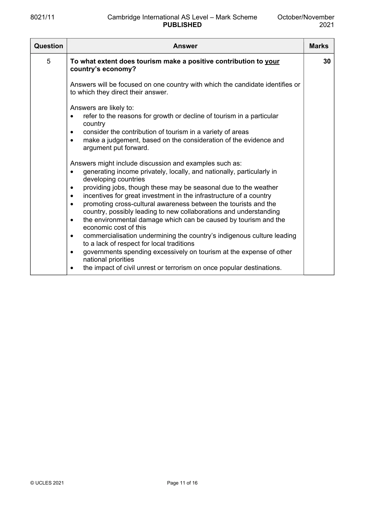 Mark scheme, page 11 of 16