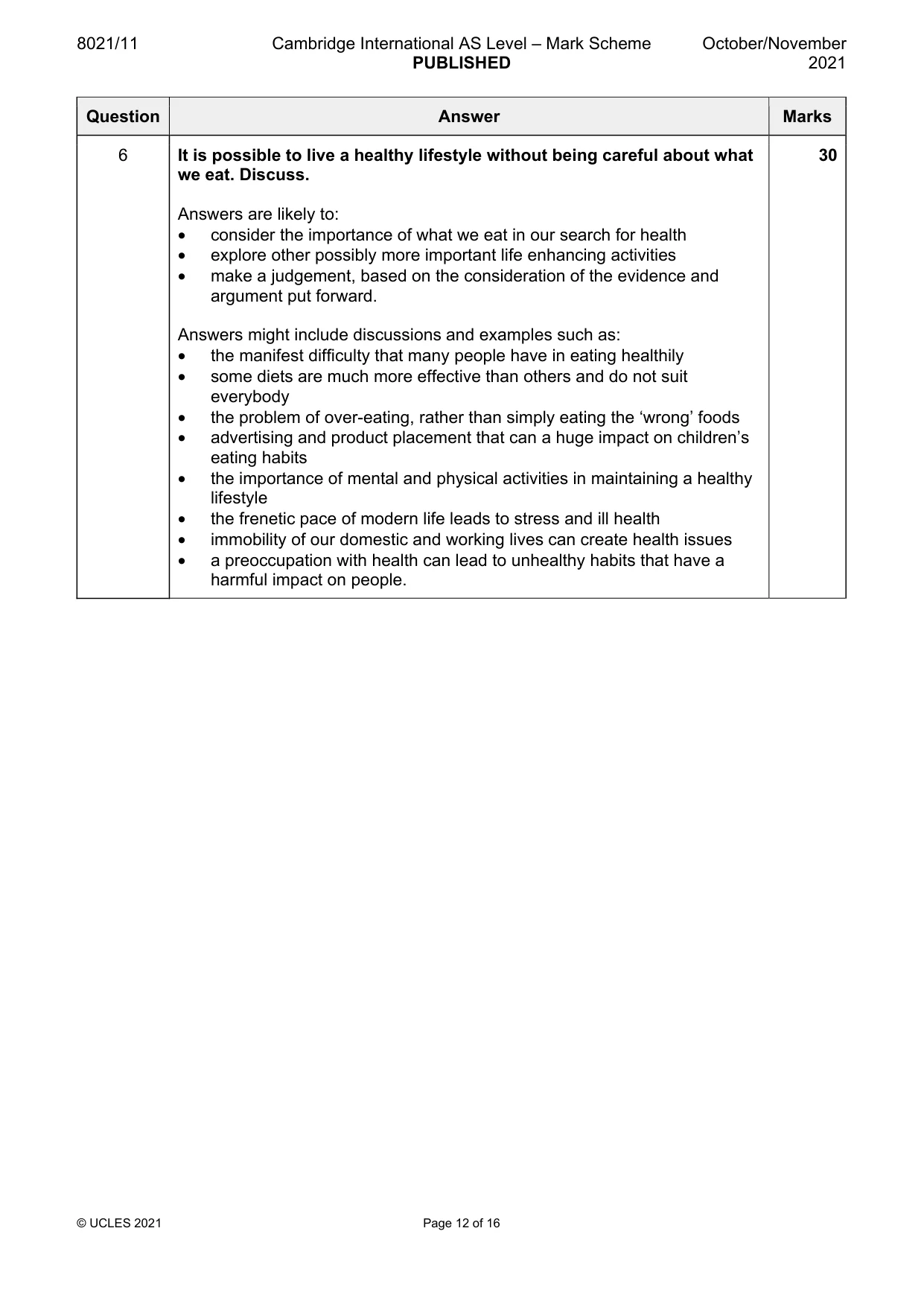 Mark scheme, page 12 of 16