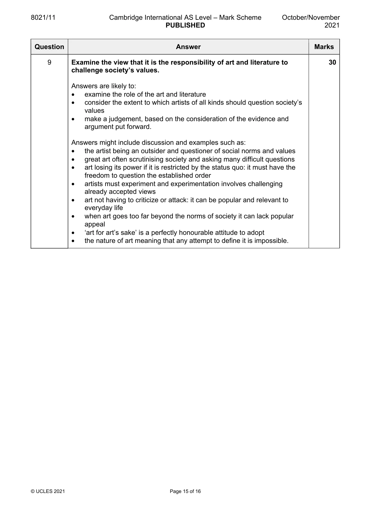 Mark scheme, page 15 of 16