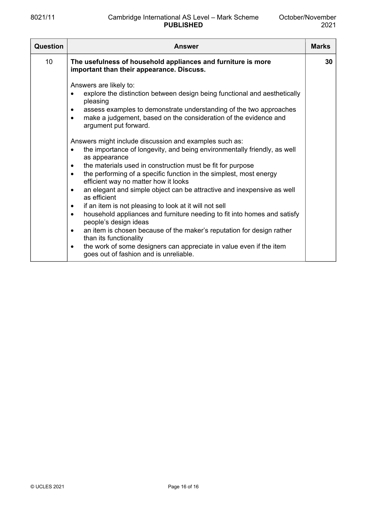 Mark scheme, page 16 of 16