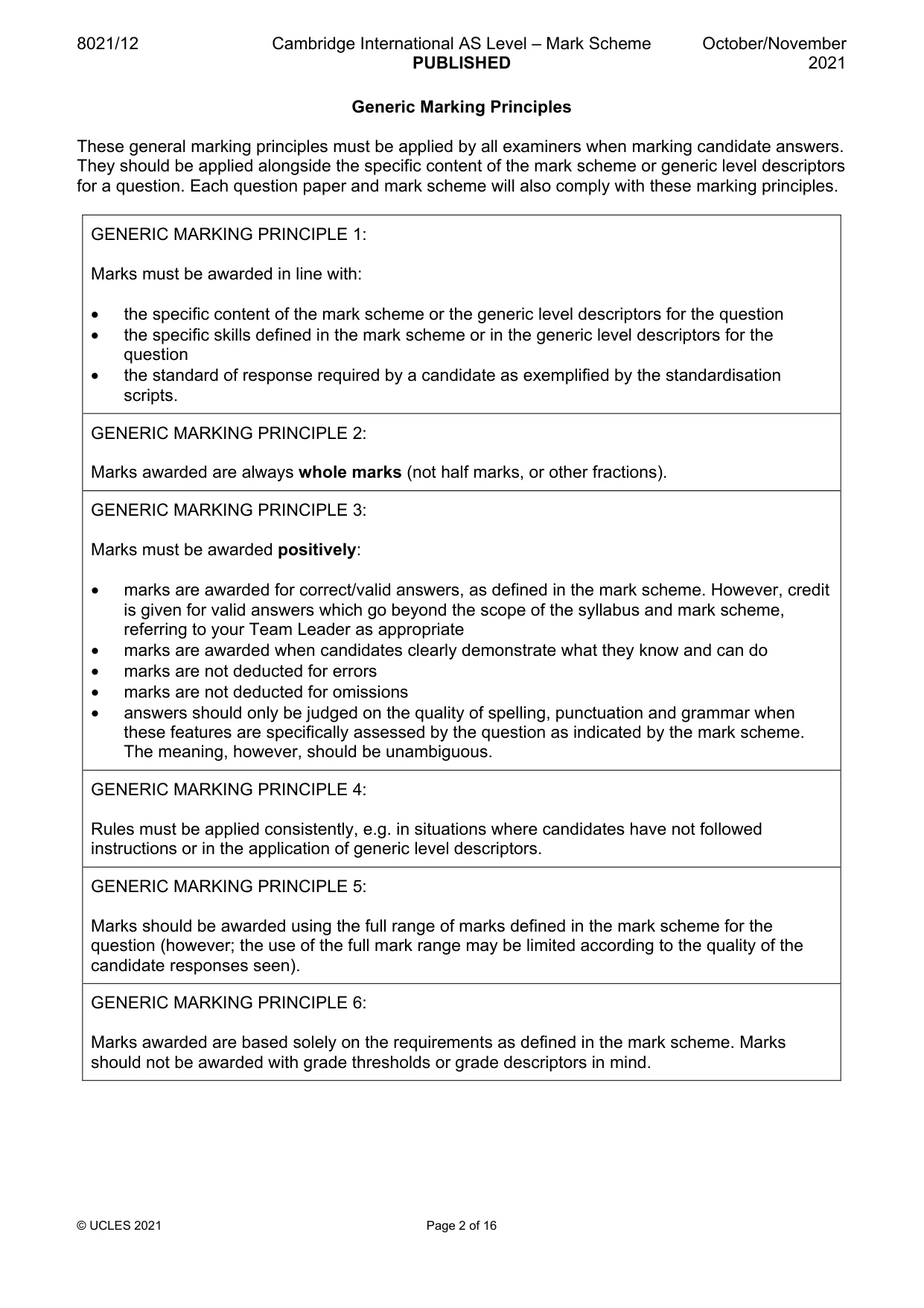 Mark scheme, page 2 of 16