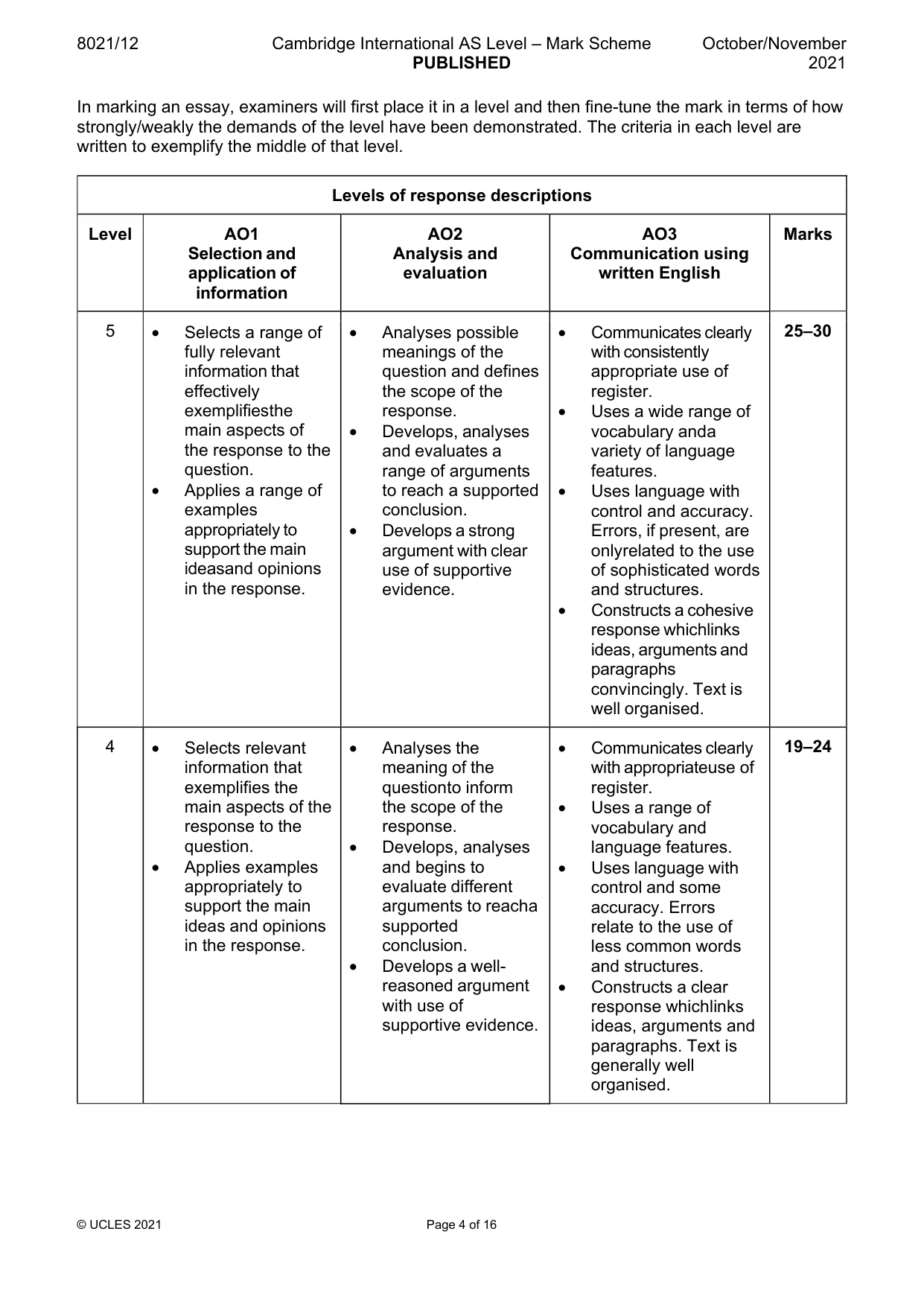 Mark scheme, page 4 of 16