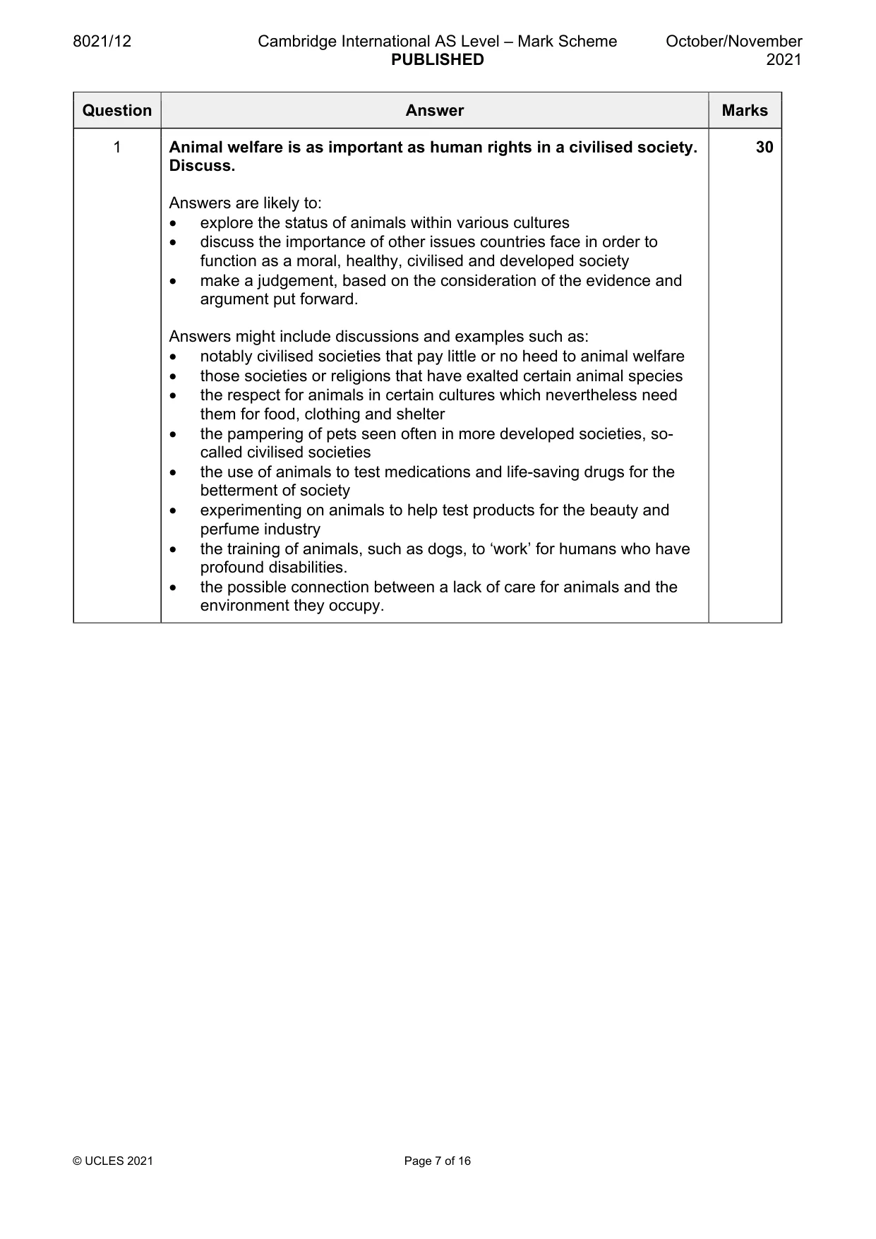 Mark scheme, page 7 of 16