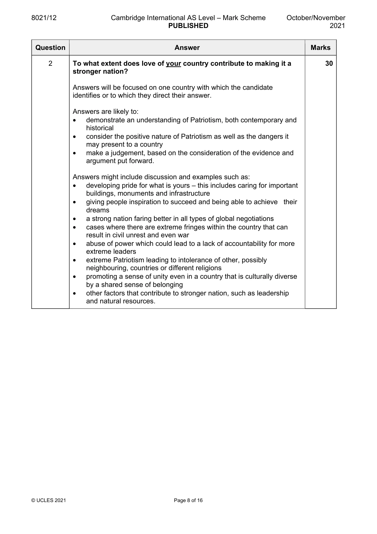 Mark scheme, page 8 of 16