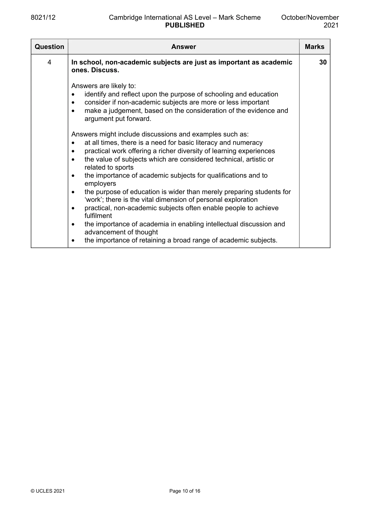 Mark scheme, page 10 of 16