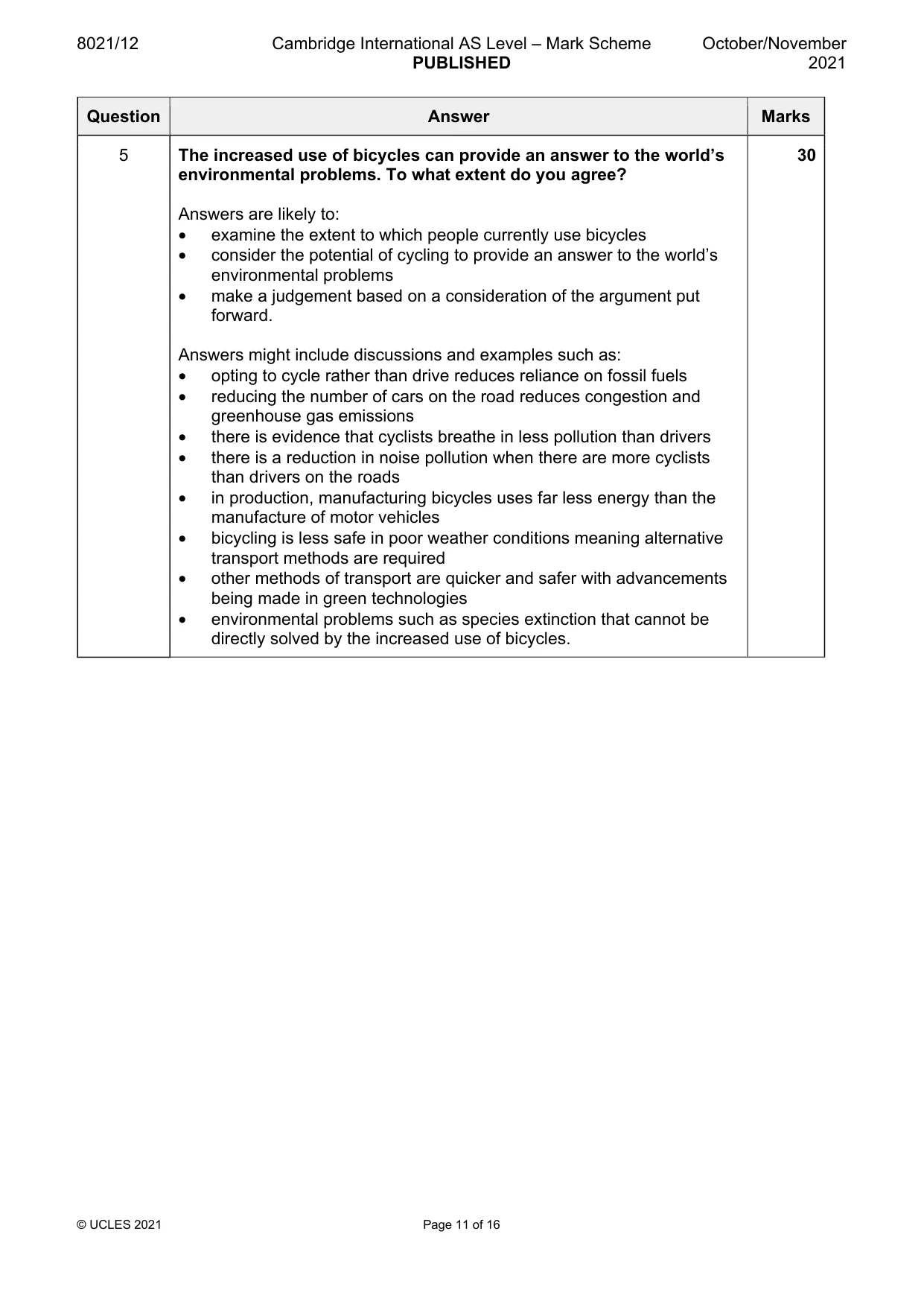 Mark scheme, page 11 of 16