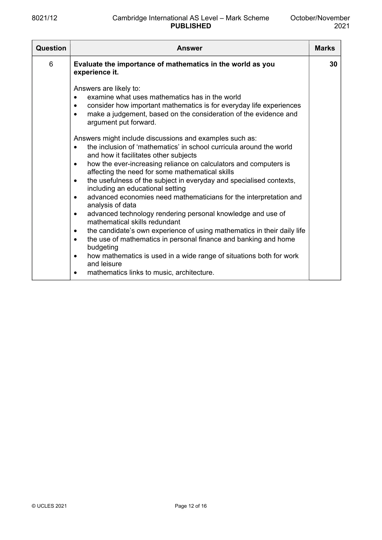 Mark scheme, page 12 of 16