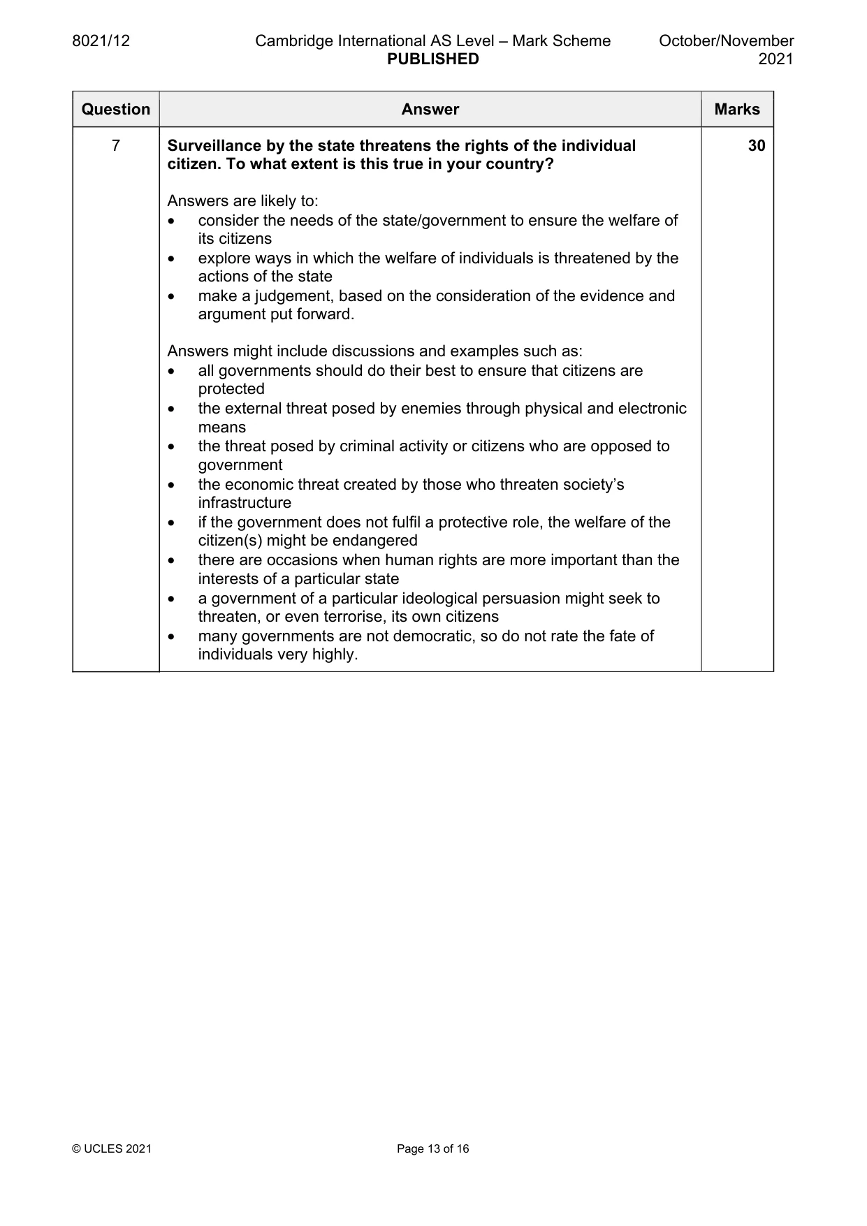 Mark scheme, page 13 of 16