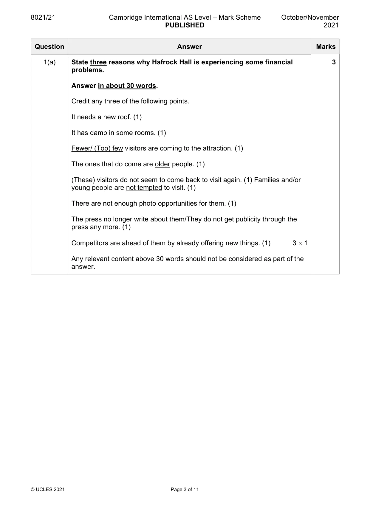 Mark scheme, page 3 of 11