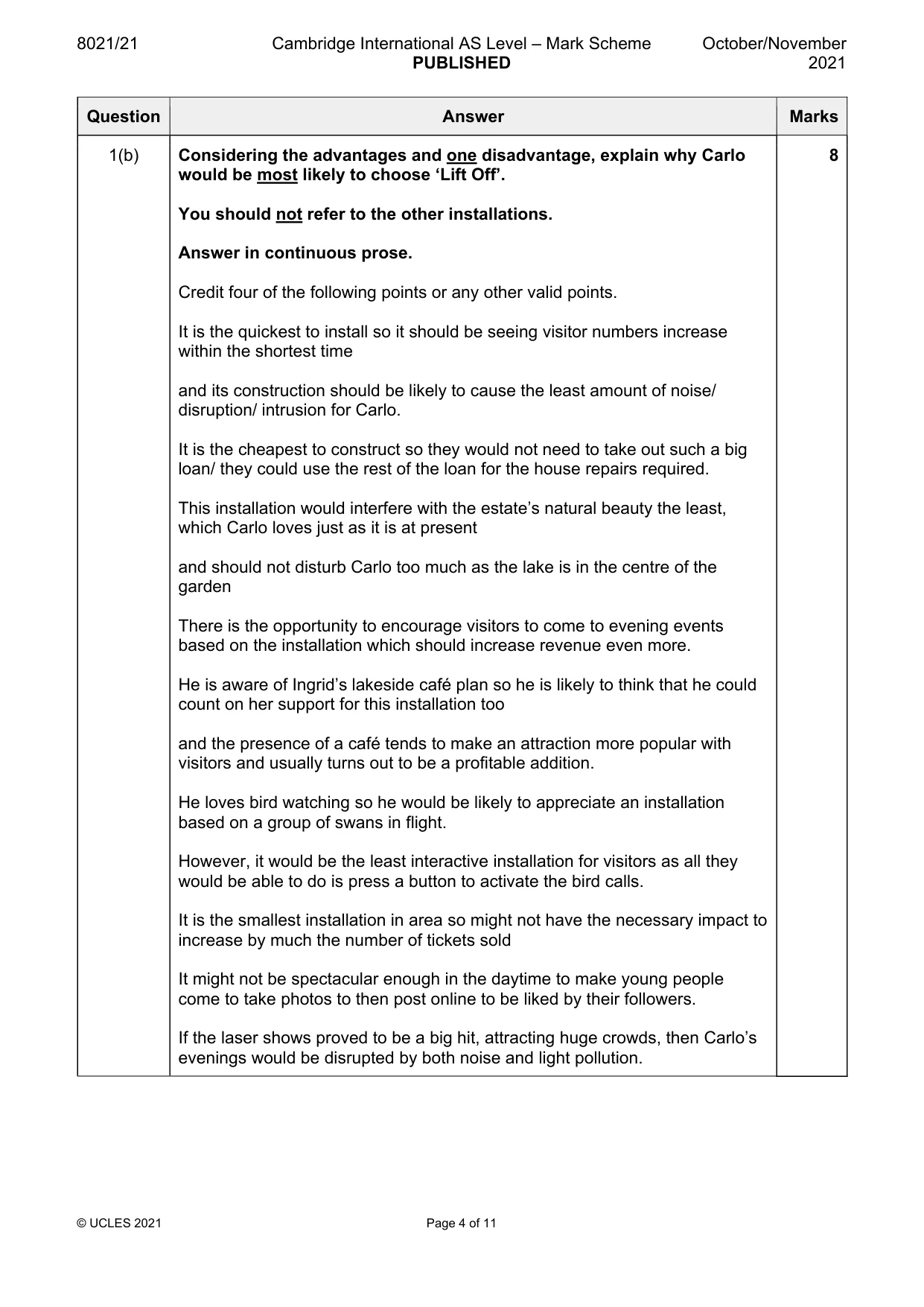 Mark scheme, page 4 of 11
