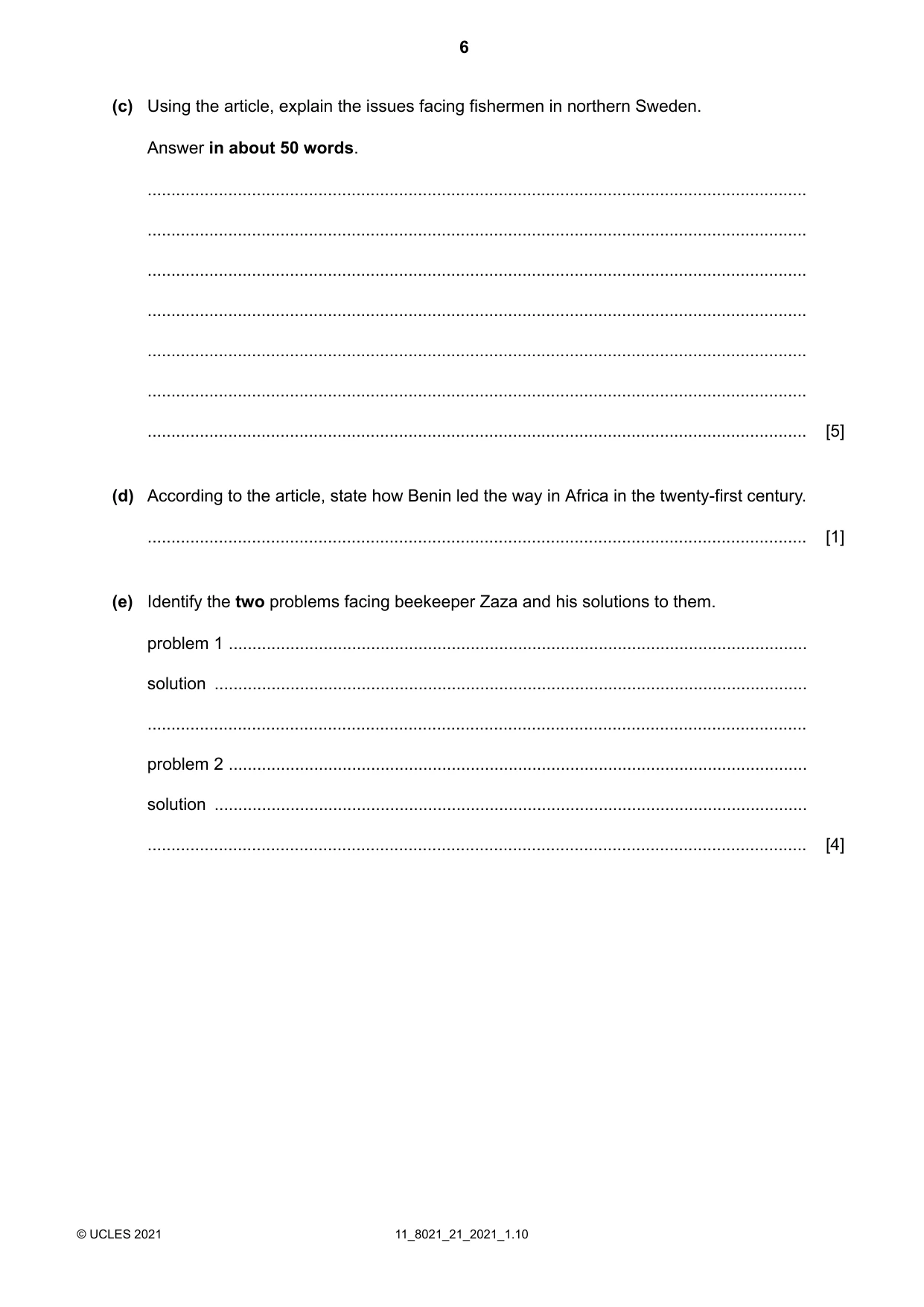 Cambridge A Level English General Paper 8021 2021 Oct/Nov Paper 2 · Variant 1 question paper, page 6 of 8