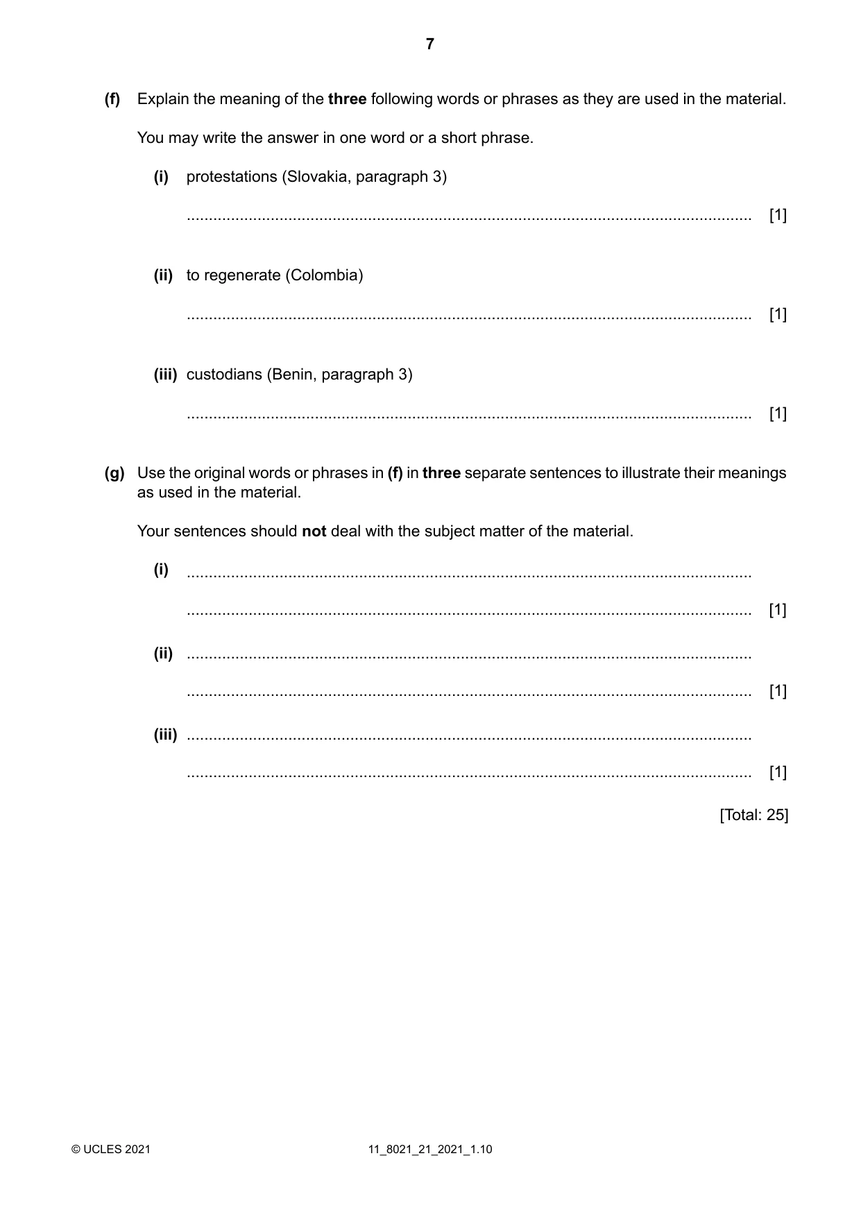 Cambridge A Level English General Paper 8021 2021 Oct/Nov Paper 2 · Variant 1 question paper, page 7 of 8