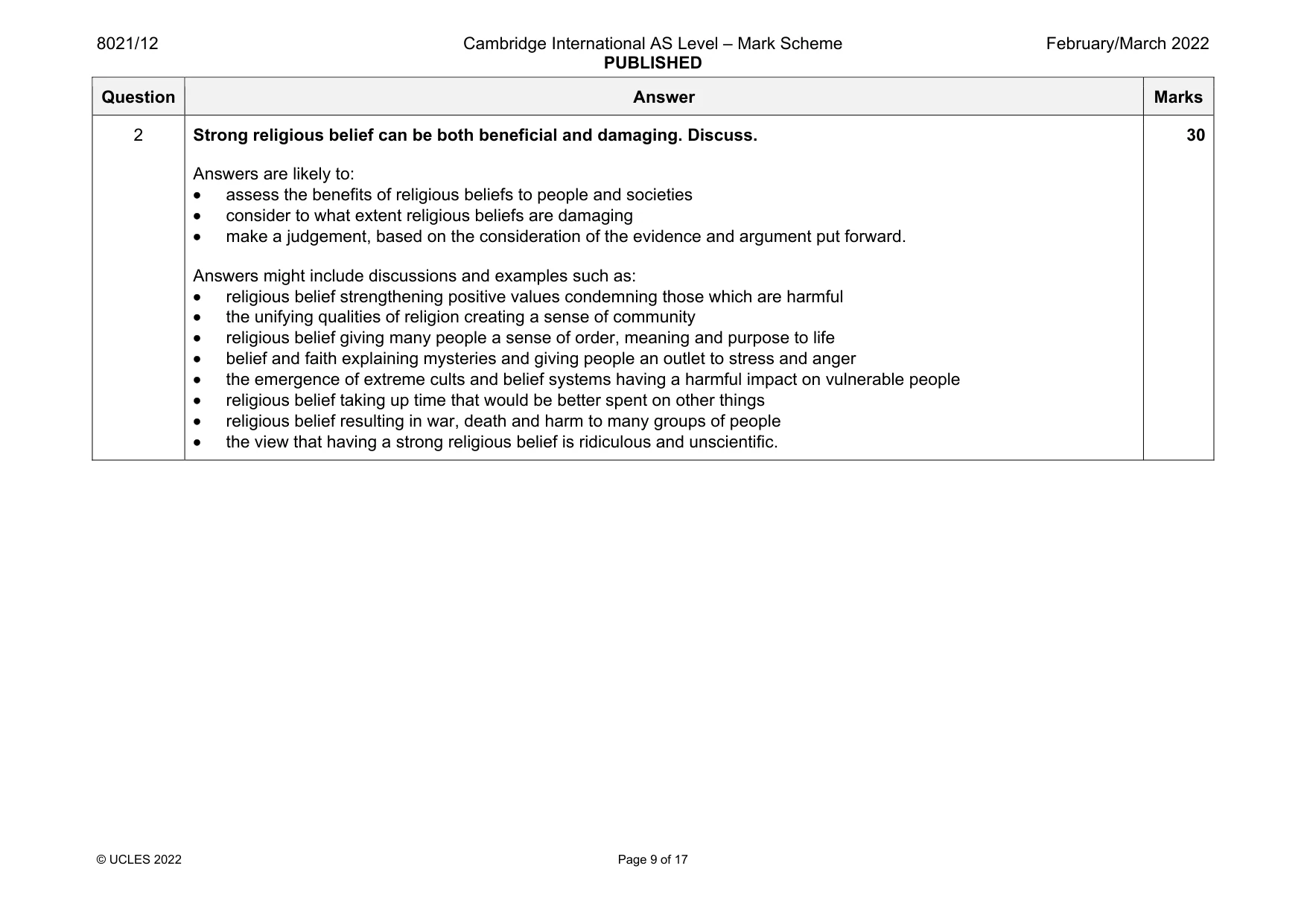 Mark scheme, page 9 of 17