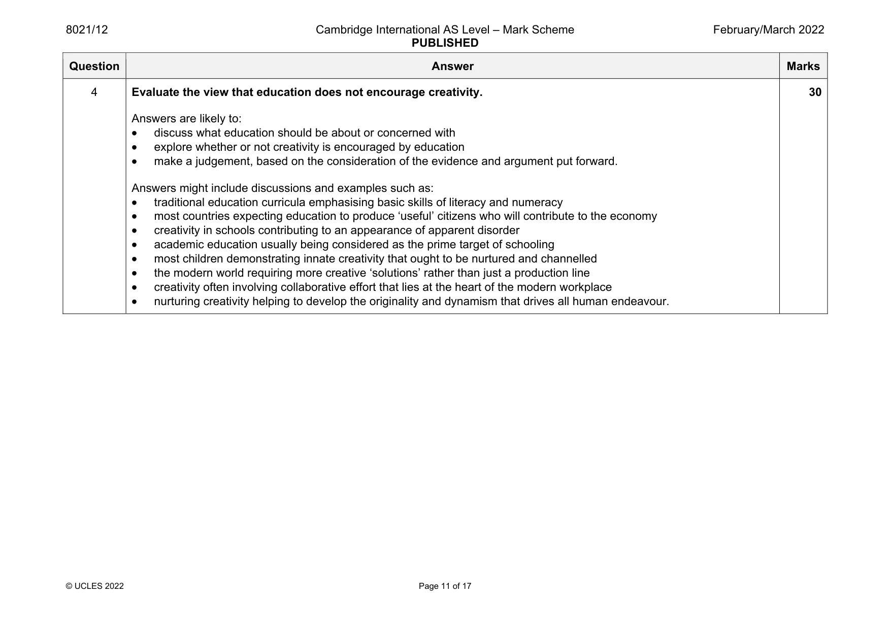 Mark scheme, page 11 of 17
