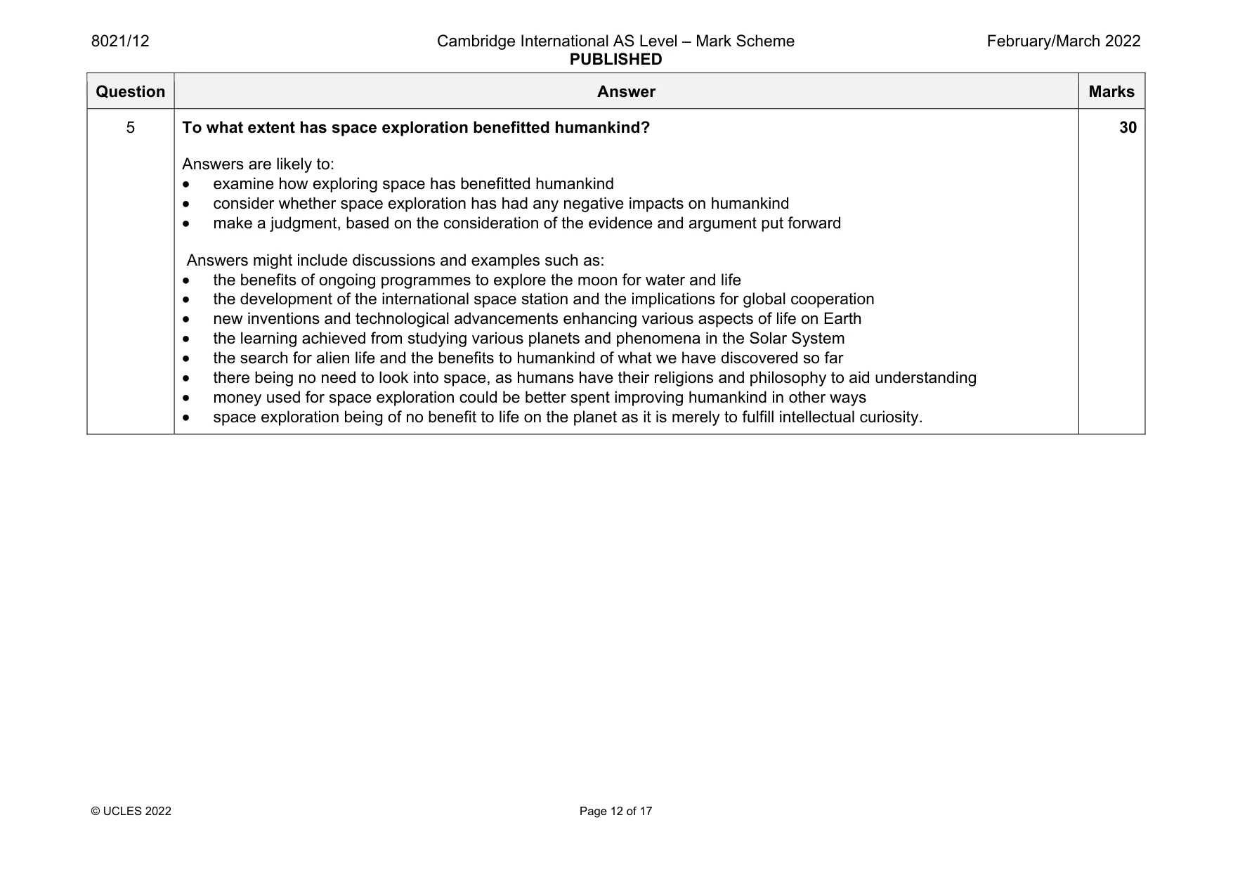 Mark scheme, page 12 of 17