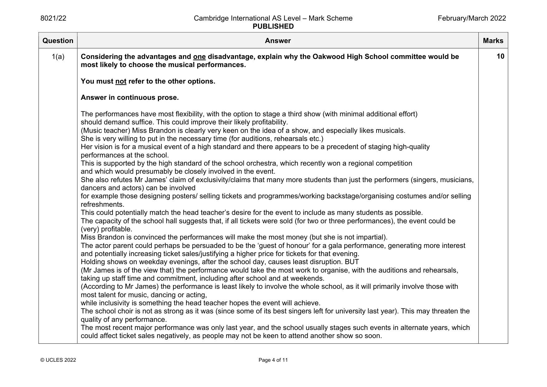 Mark scheme, page 4 of 11