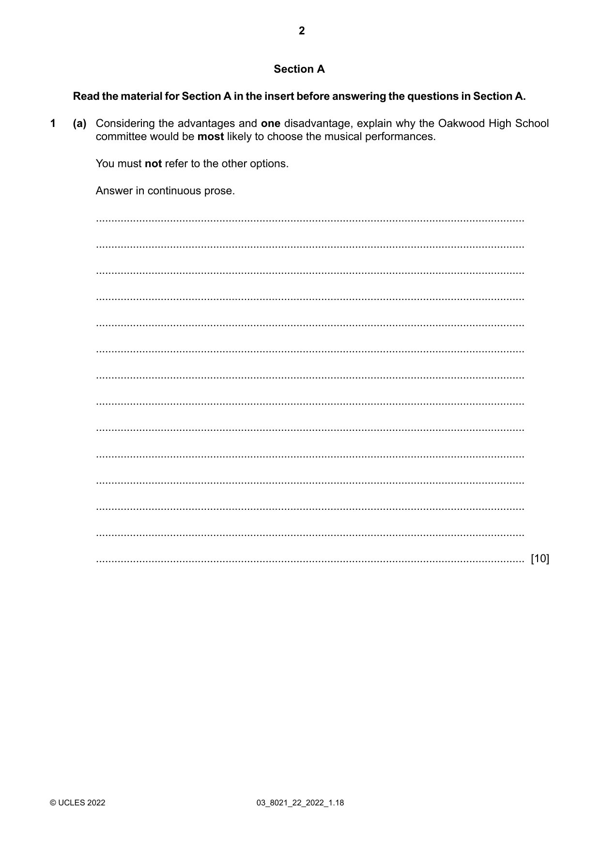 Cambridge A Level English General Paper 8021 2022 Feb/March Paper 2 · Variant 2 question paper, page 2 of 8