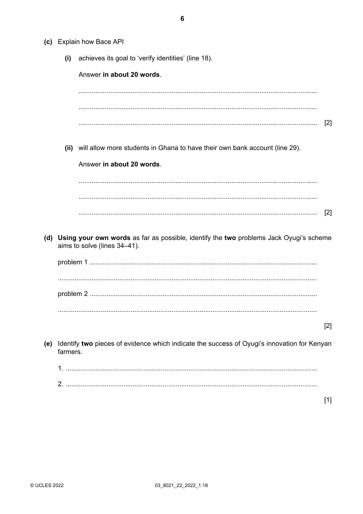 Cambridge A Level English General Paper 8021 2022 Feb/March Paper 2 · Variant 2 question paper, page 6 of 8