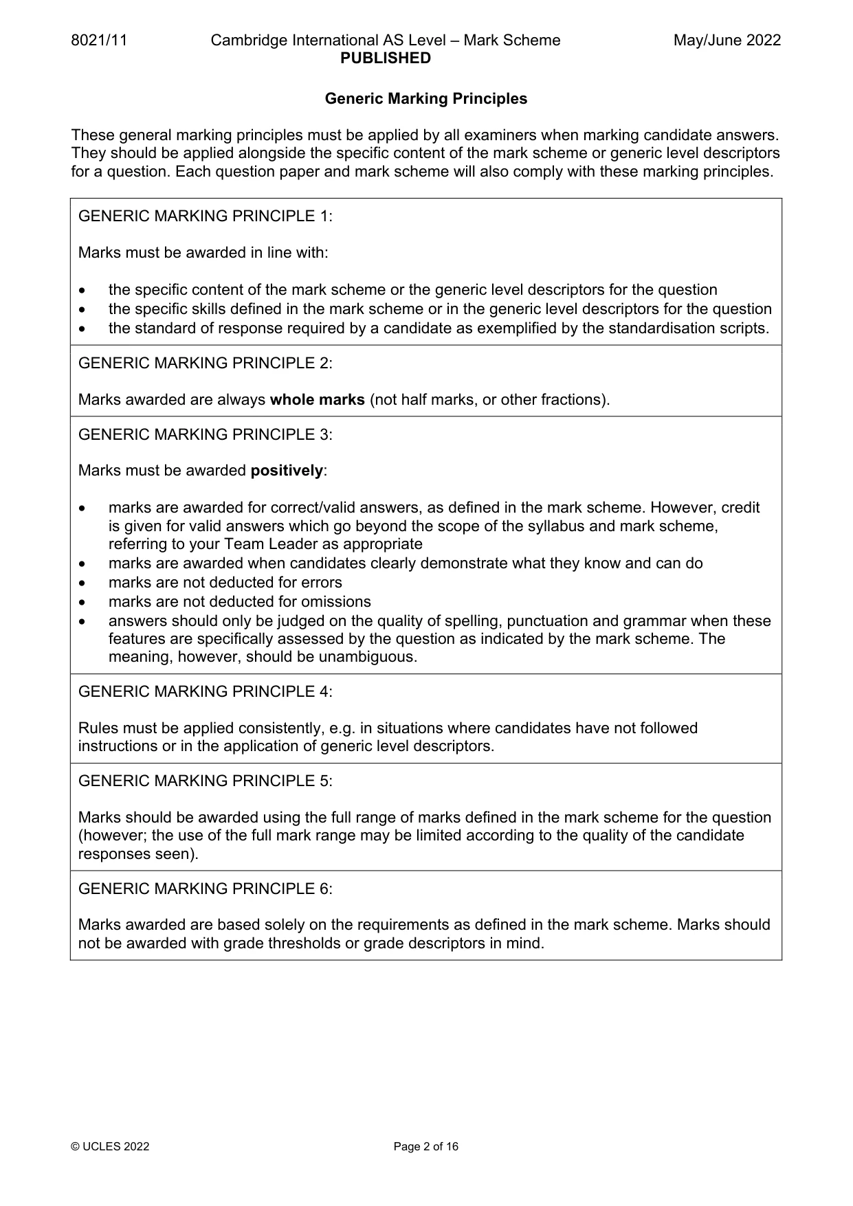 Mark scheme, page 2 of 16
