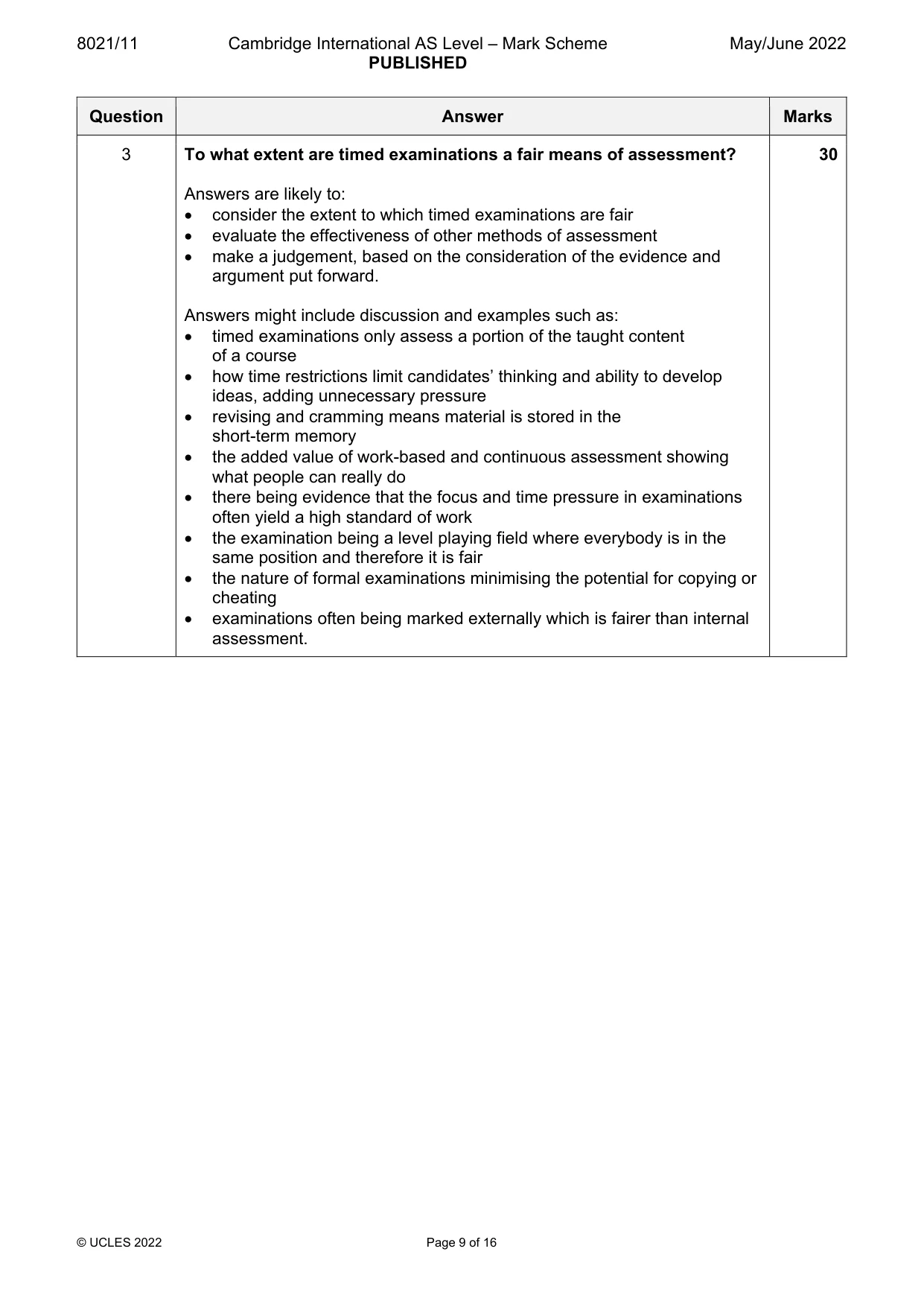 Mark scheme, page 9 of 16
