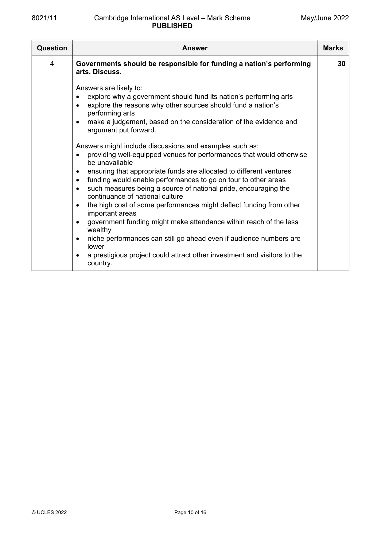 Mark scheme, page 10 of 16