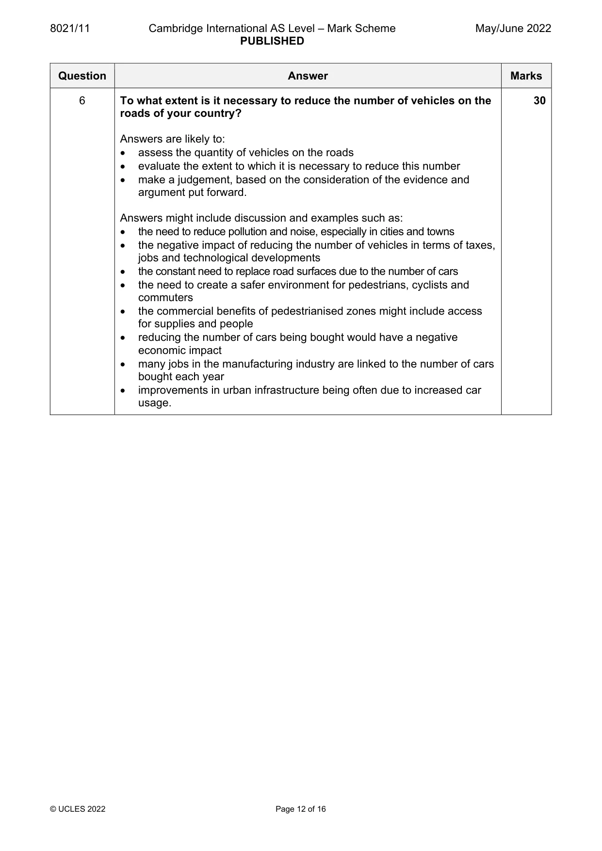 Mark scheme, page 12 of 16