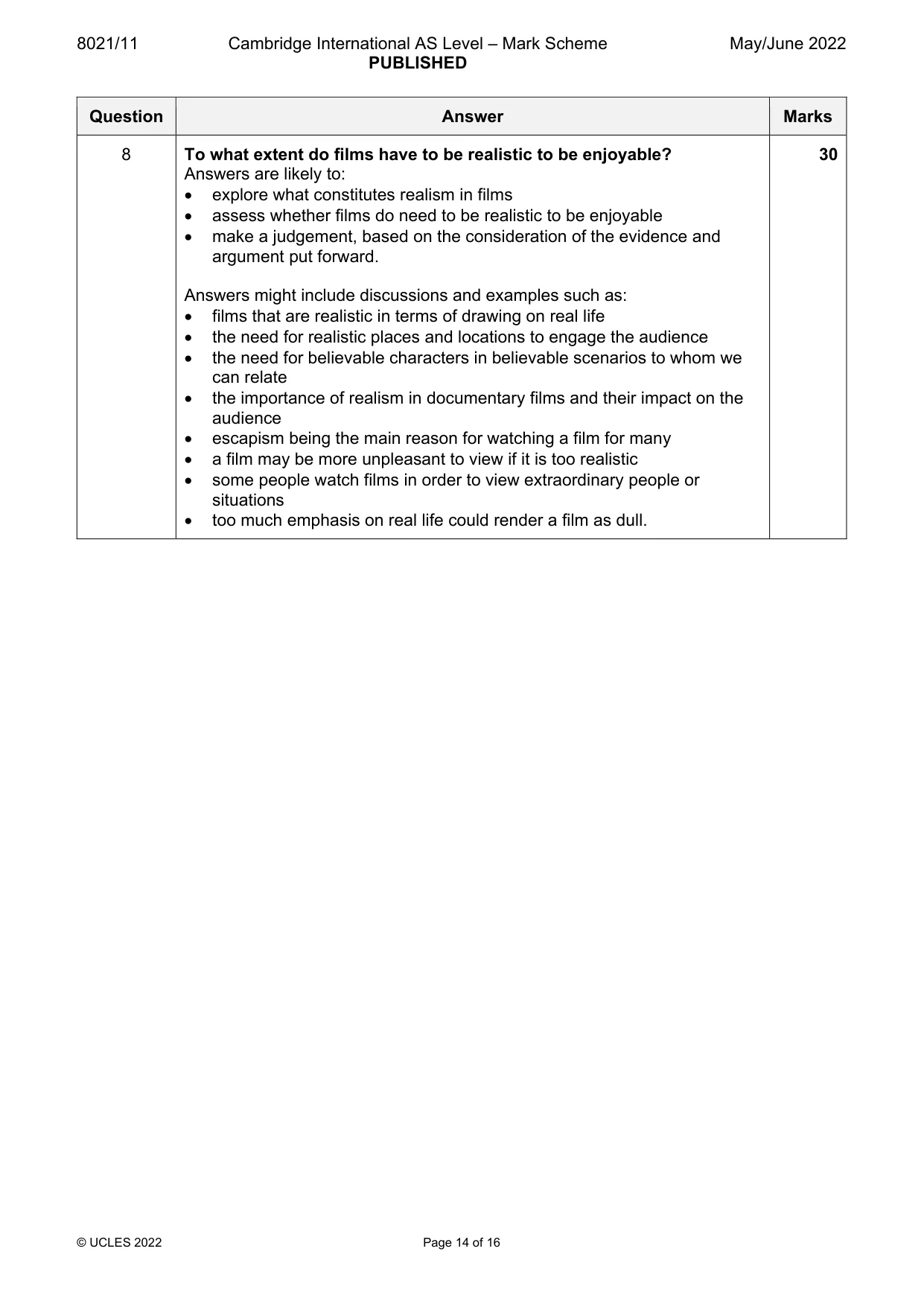 Mark scheme, page 14 of 16