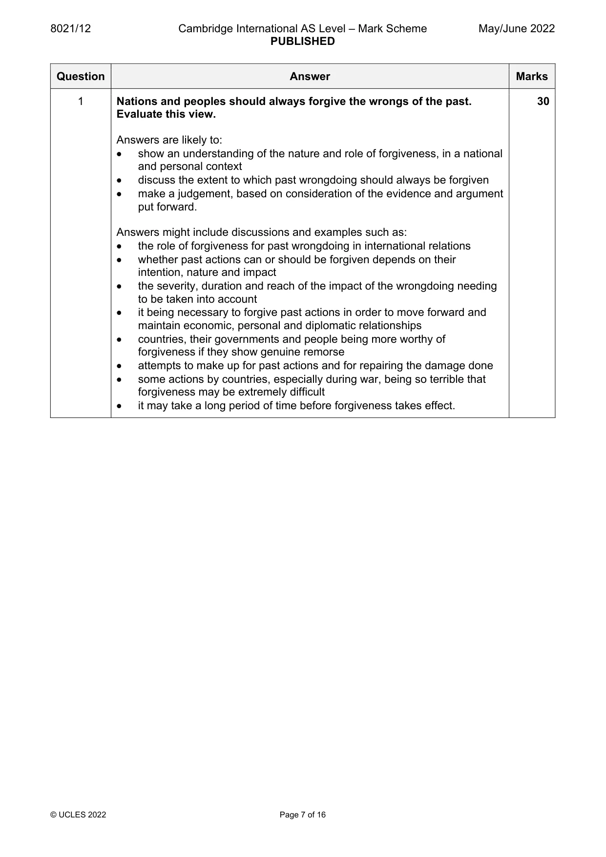 Mark scheme, page 7 of 16