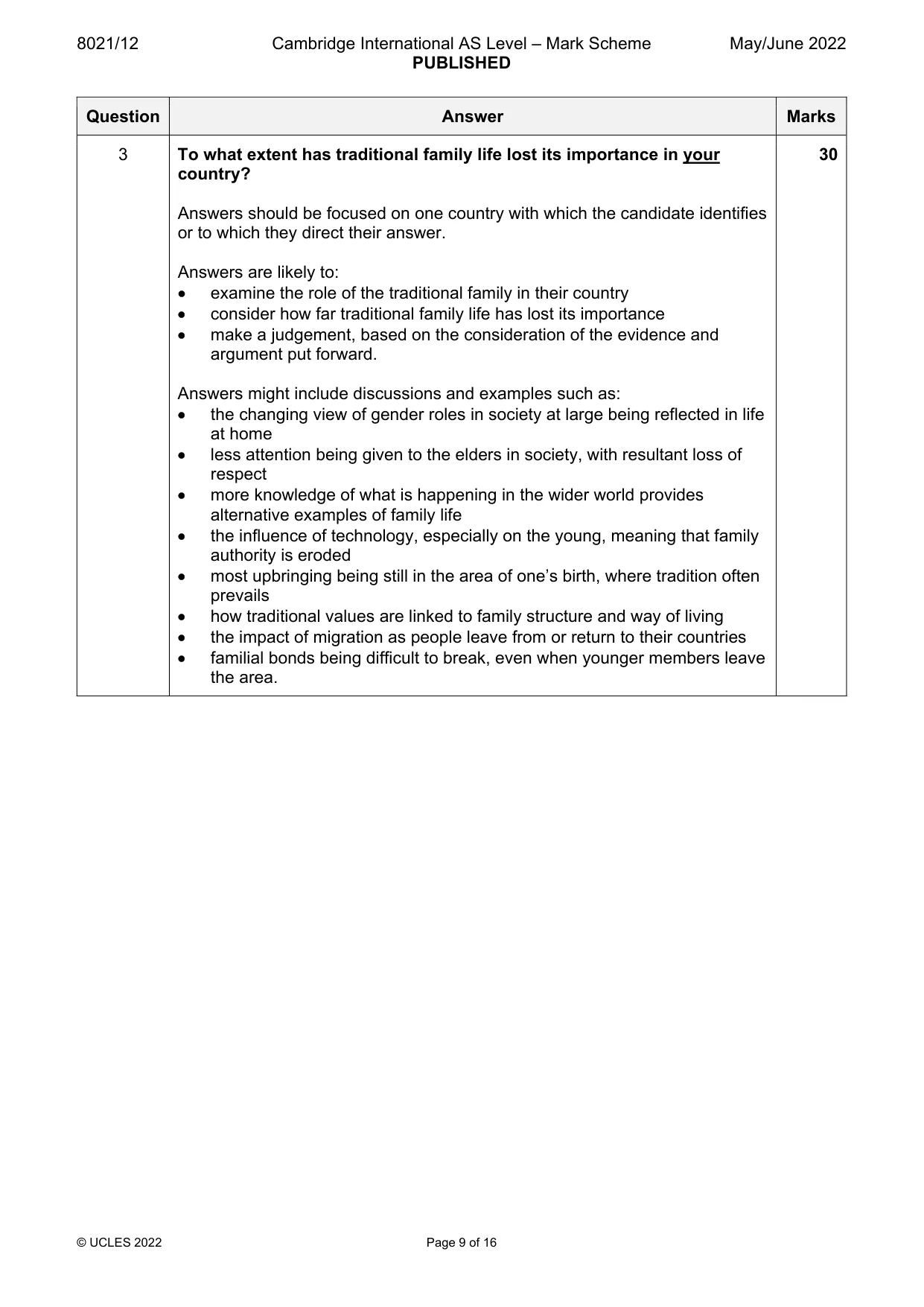 Mark scheme, page 9 of 16