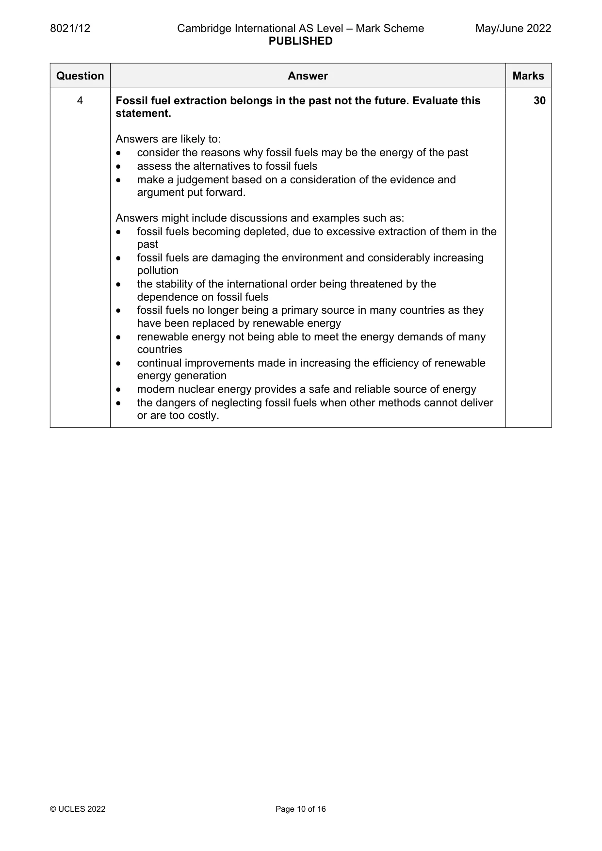 Mark scheme, page 10 of 16