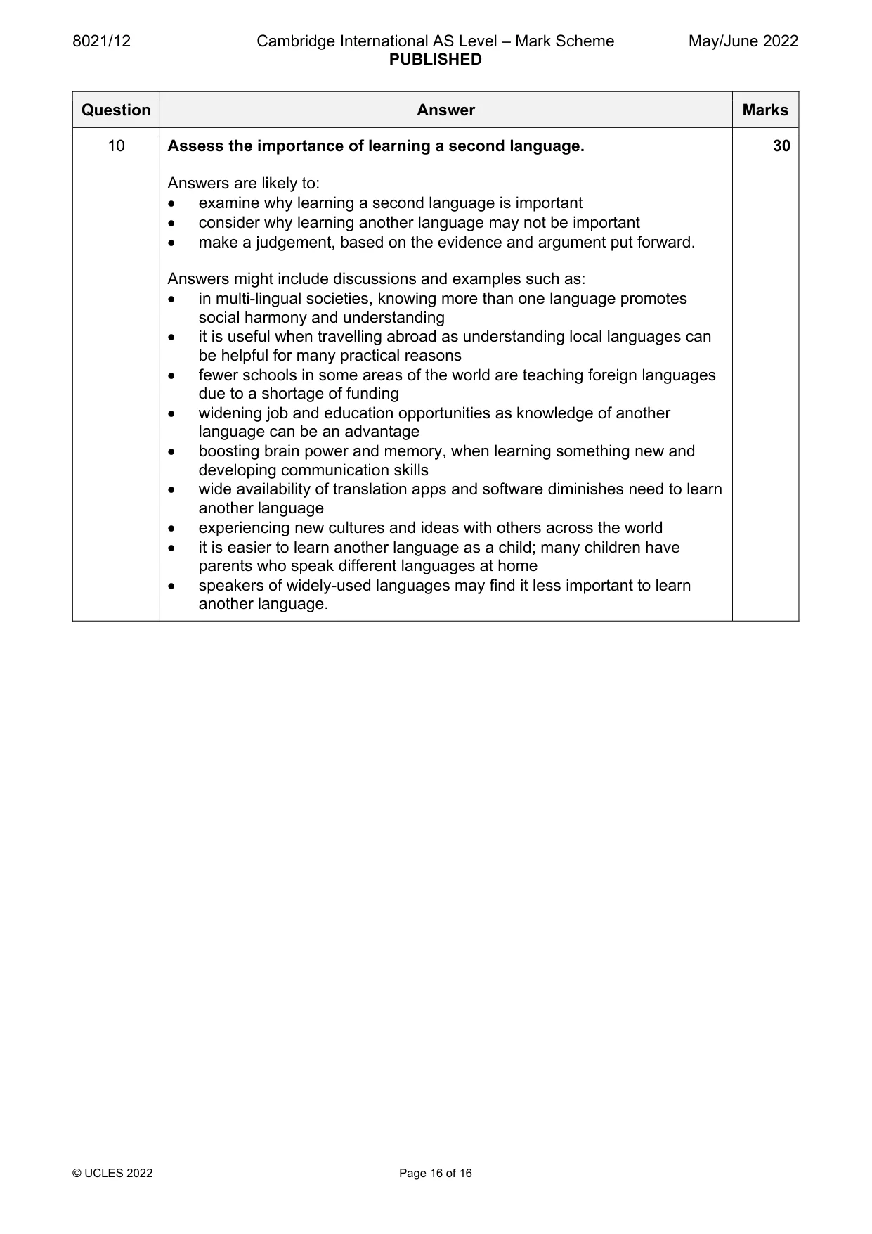 Mark scheme, page 16 of 16