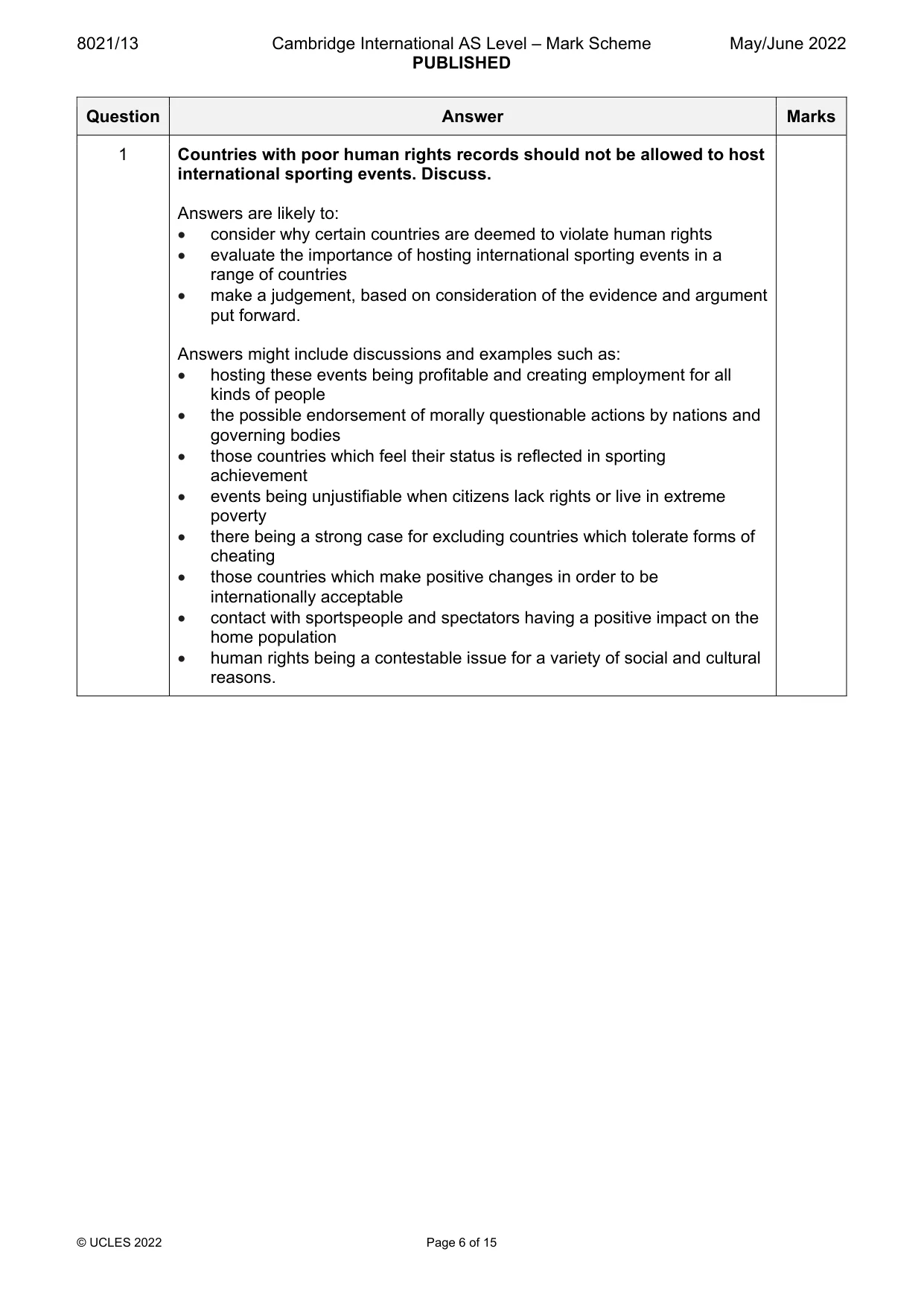 Mark scheme, page 6 of 15