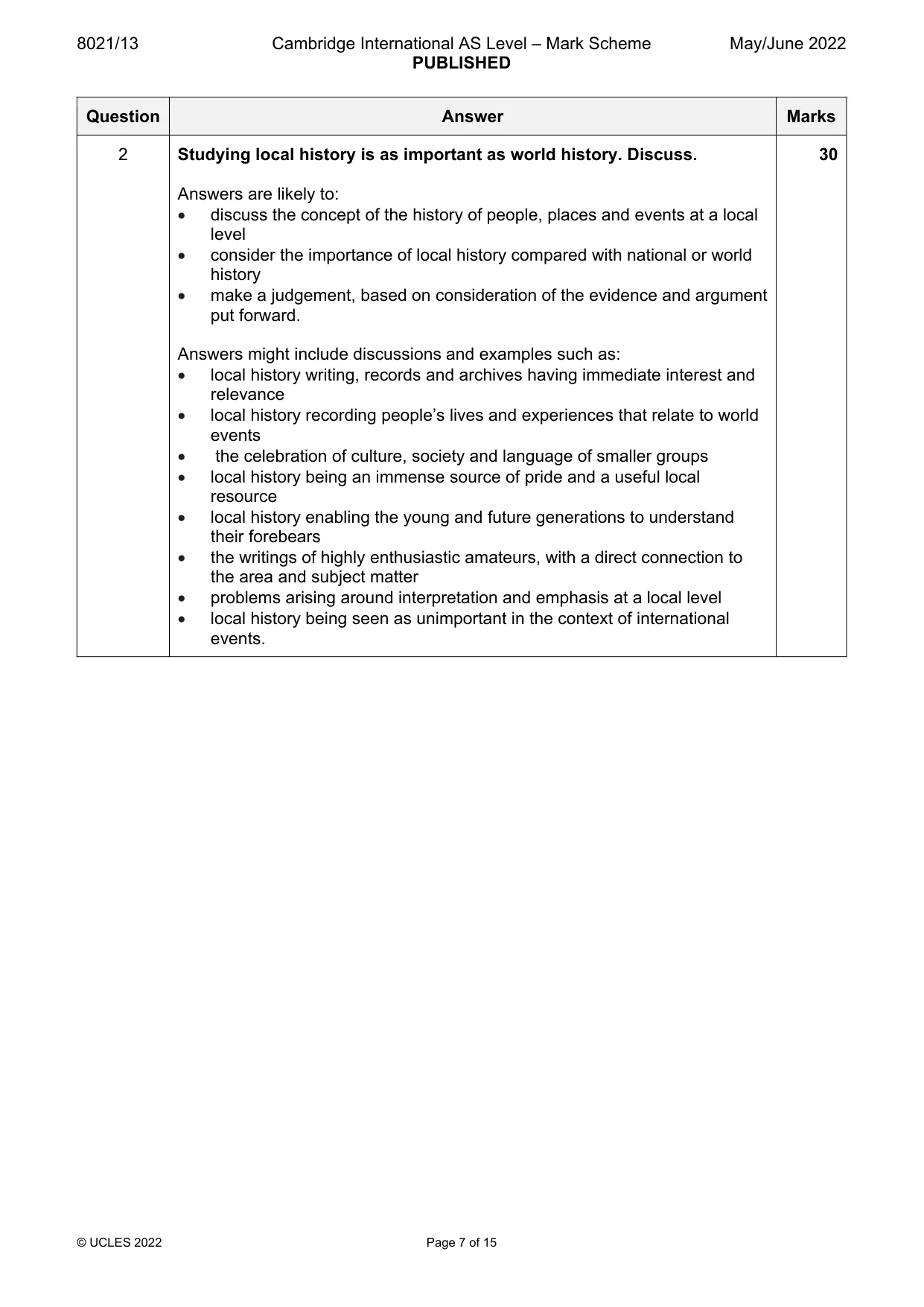 Mark scheme, page 7 of 15