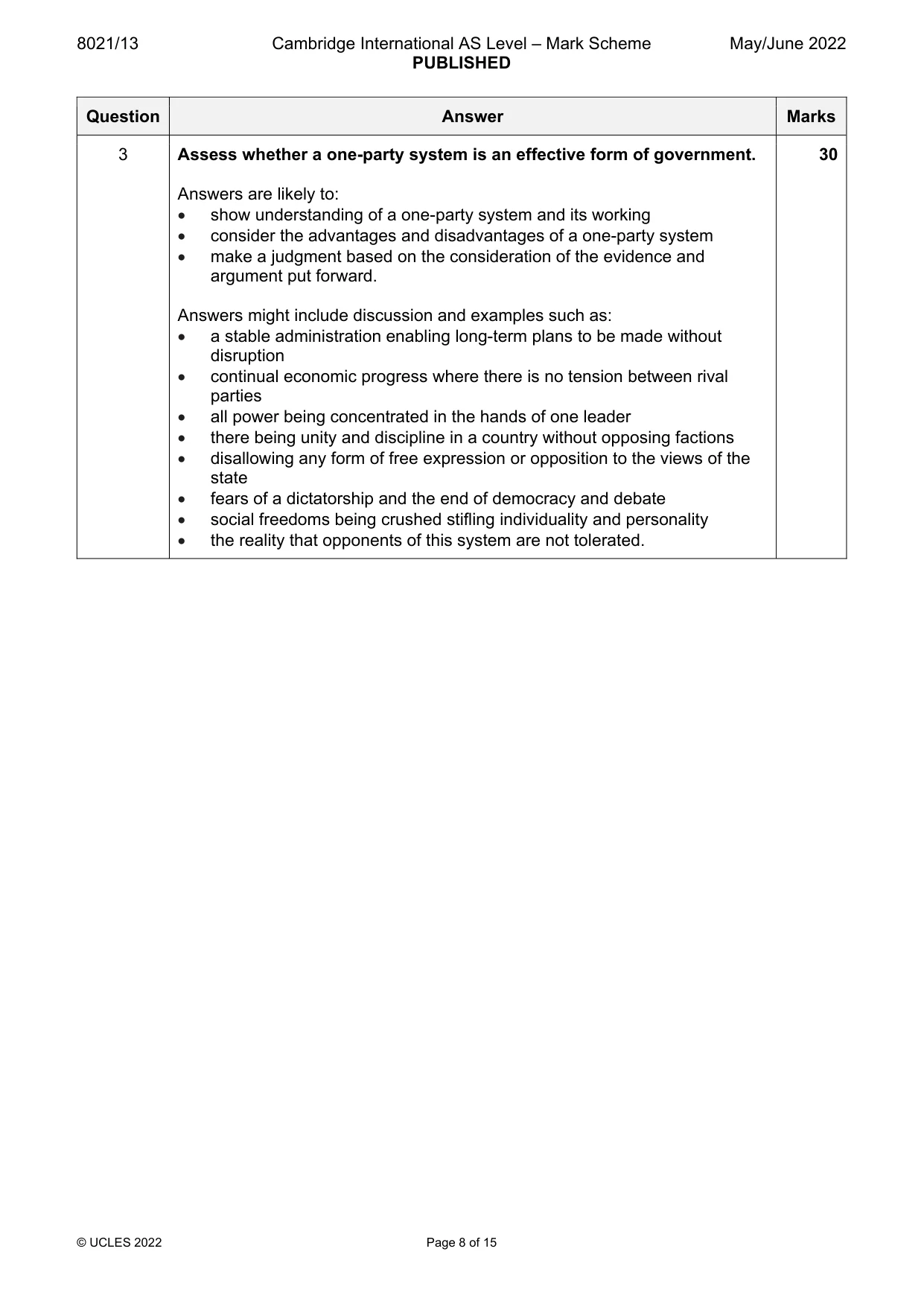 Mark scheme, page 8 of 15