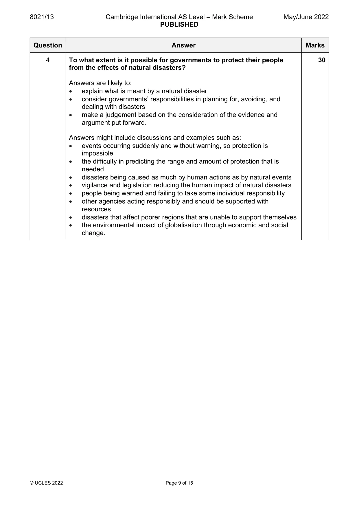 Mark scheme, page 9 of 15