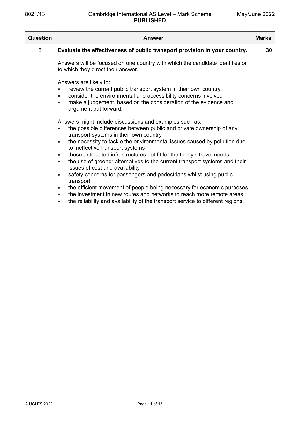 Mark scheme, page 11 of 15