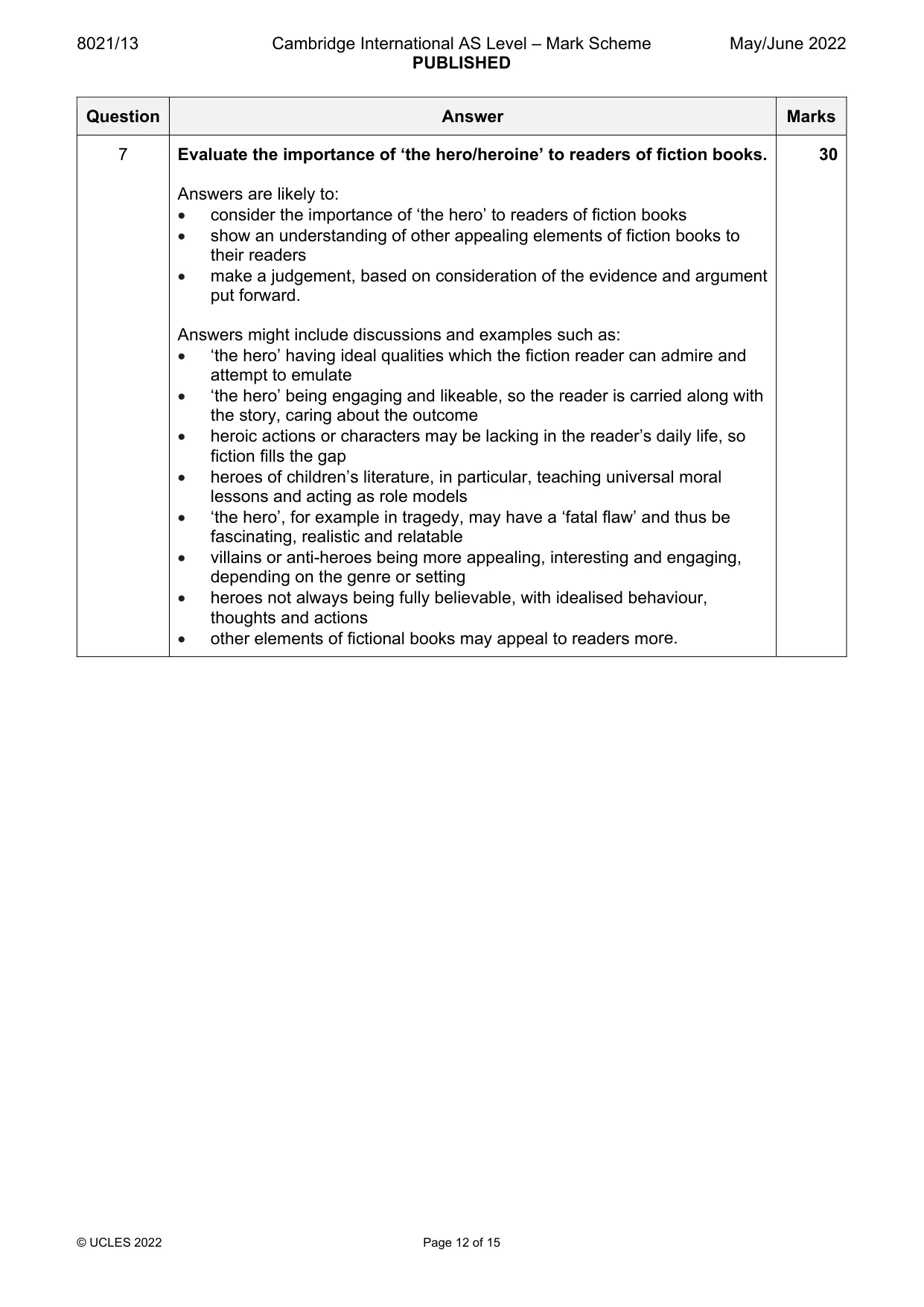 Mark scheme, page 12 of 15