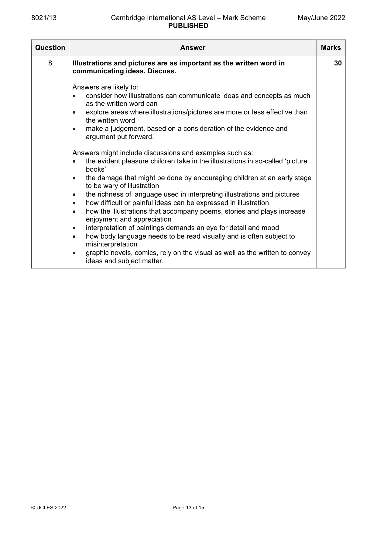 Mark scheme, page 13 of 15